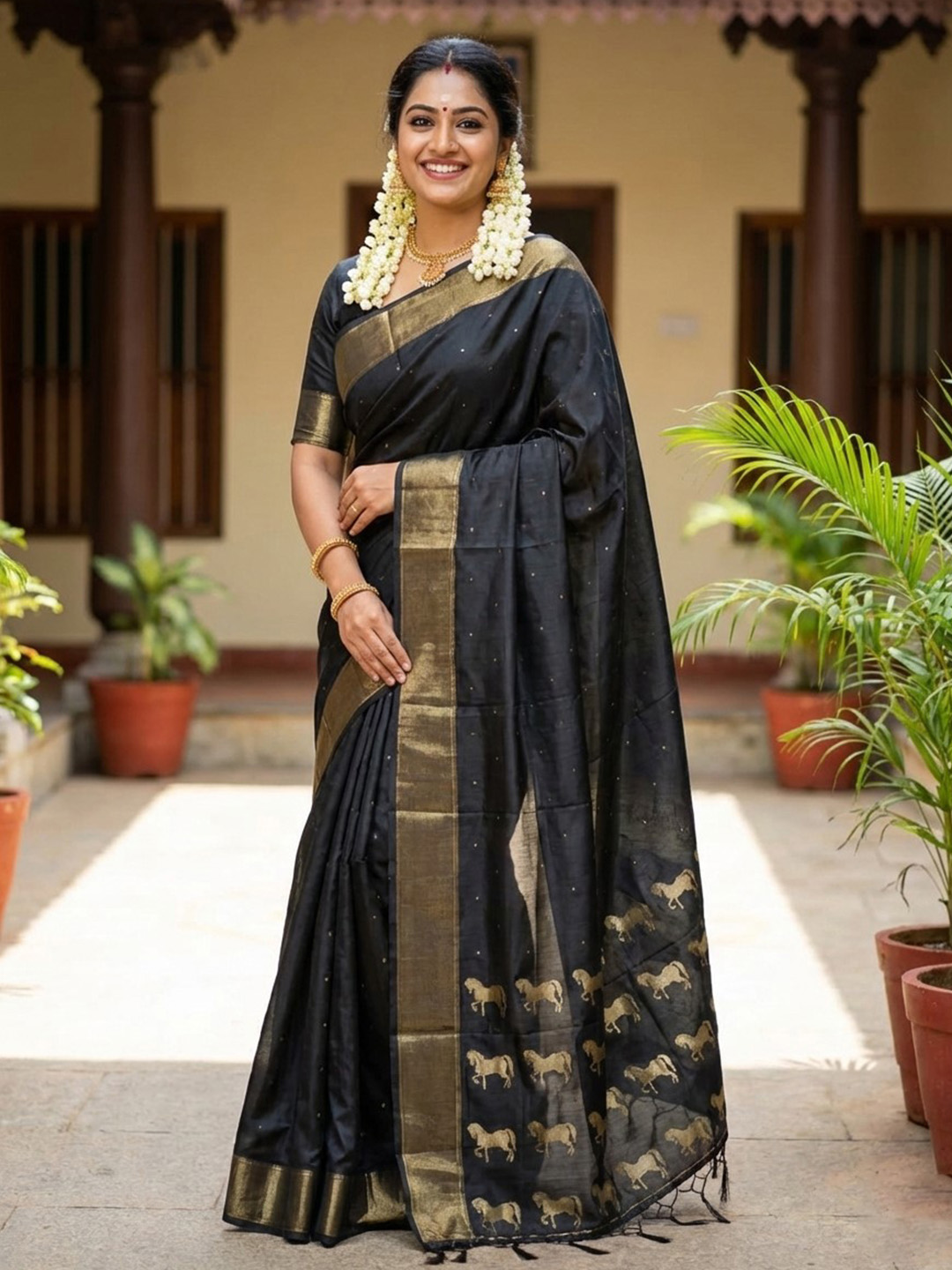Black Woven Zari Designer Soft Silk Saree