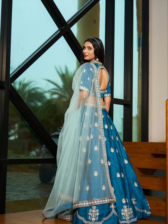 Blue Art Silk Embroidery Lehenga — alternate view
