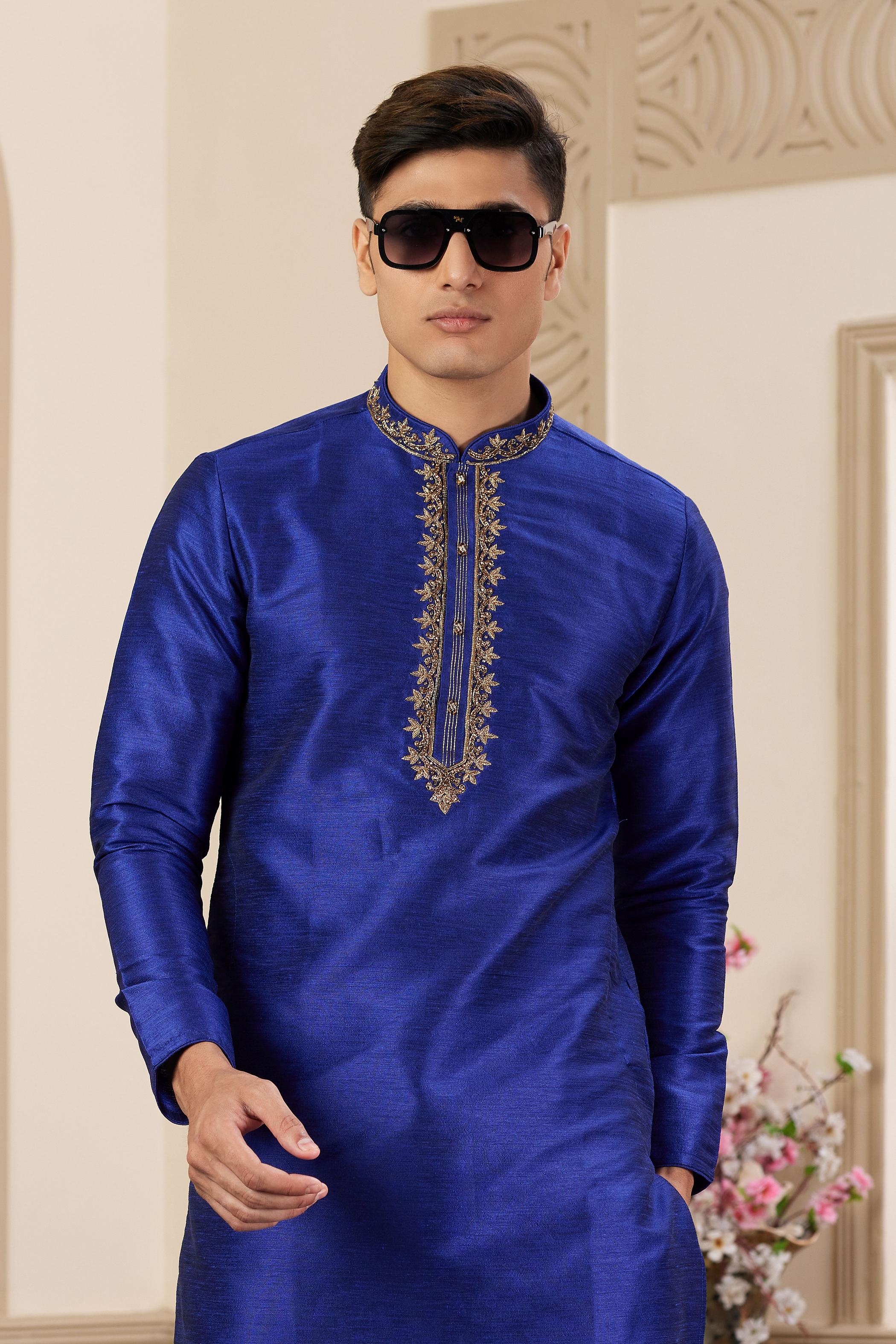 Blue Art Silk Kurta Payjama — alternate view