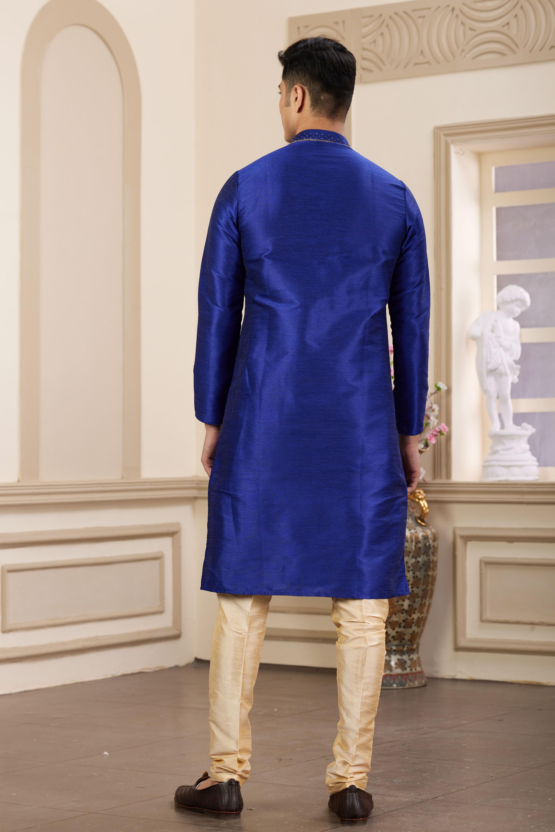 Blue Art Silk Kurta Payjama