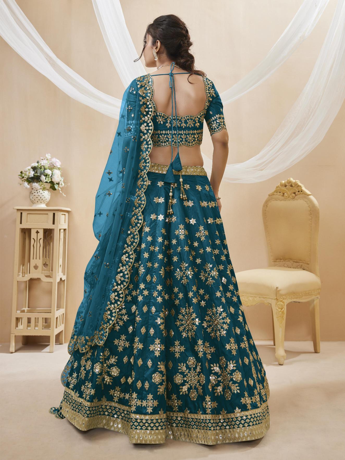 Blue Art Silk Lehenga Choli — alternate view