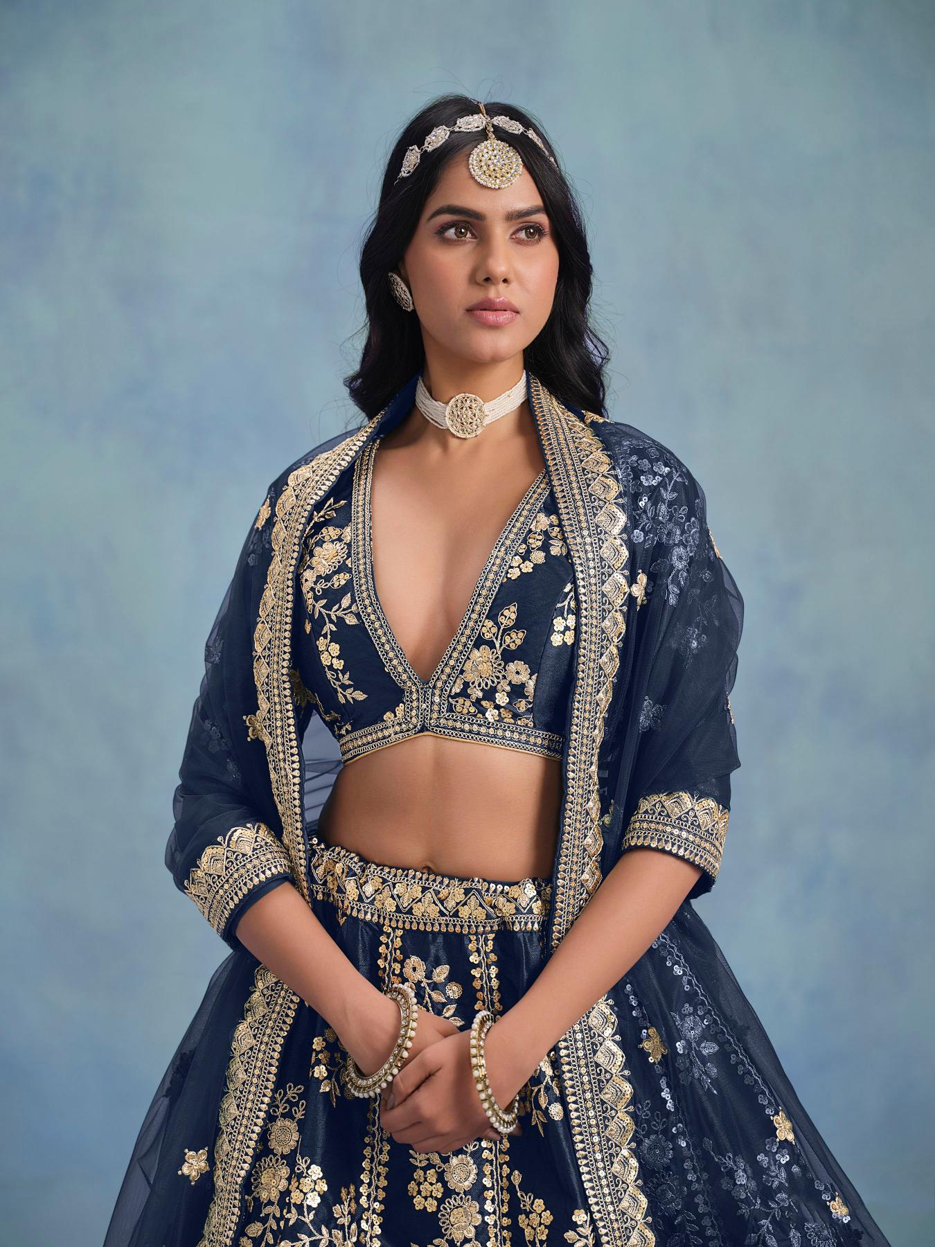 Blue Art Silk Lehenga
