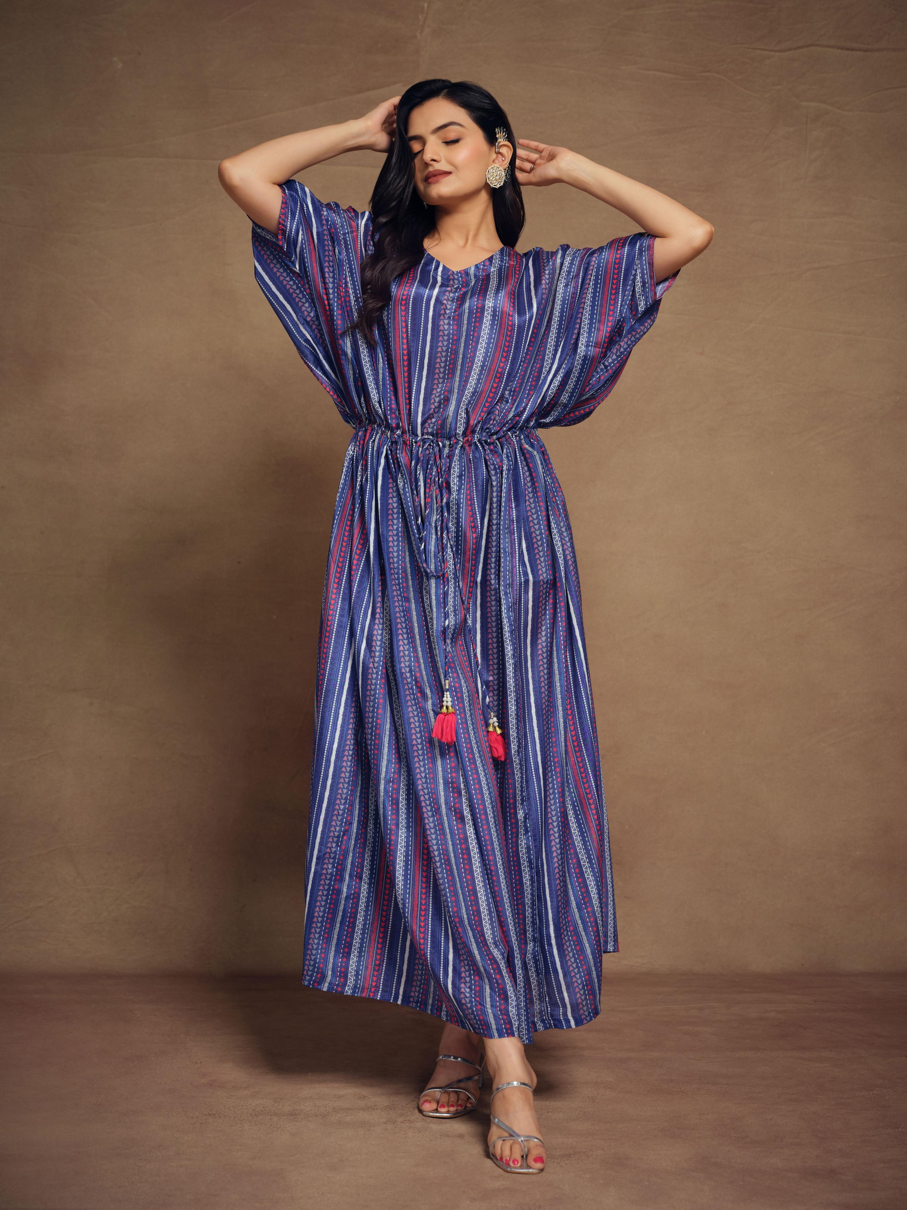 Blue Art Silk Western Readymade Dress