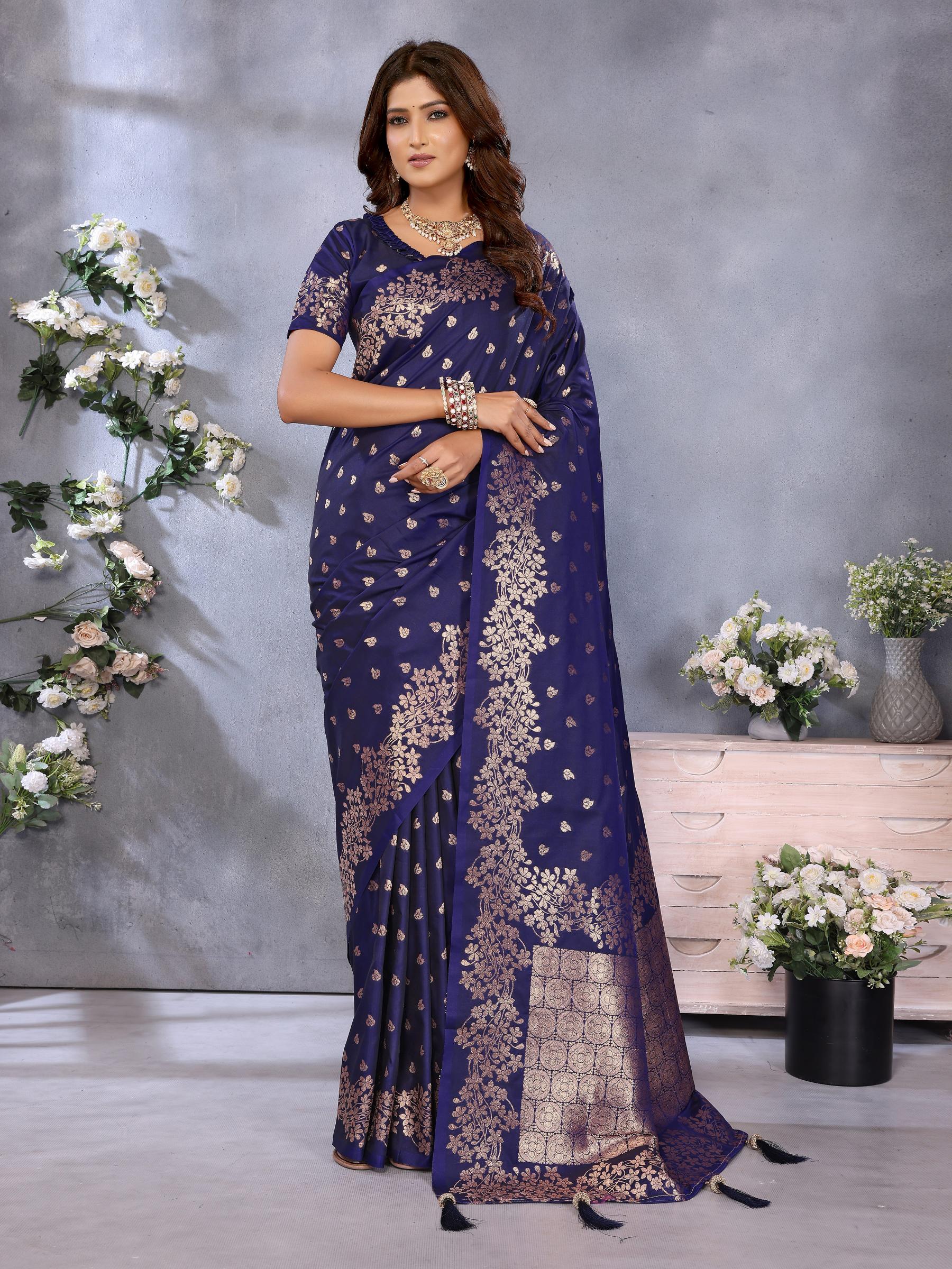 Blue Banarasi Silk Saree