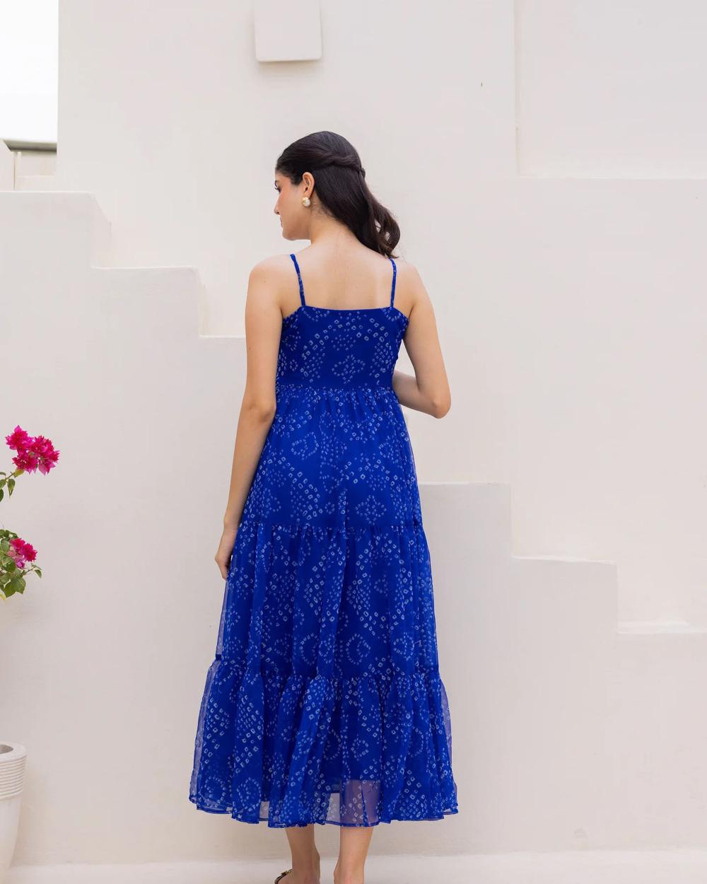 Blue Bandhani Breeze Georgette Gown — alternate view