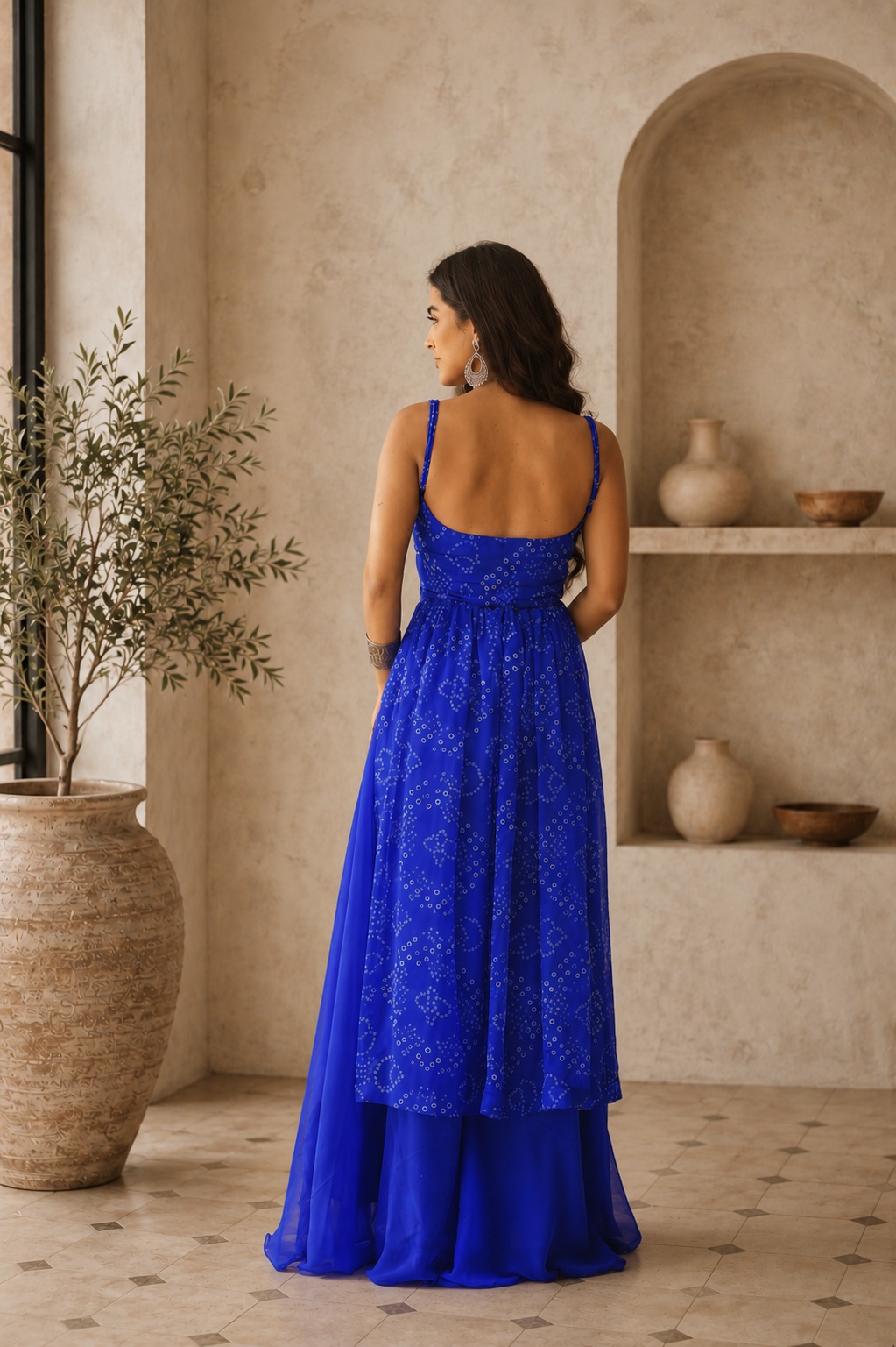 Blue Bandhani Printed Faux Georgette Co-Ord Set