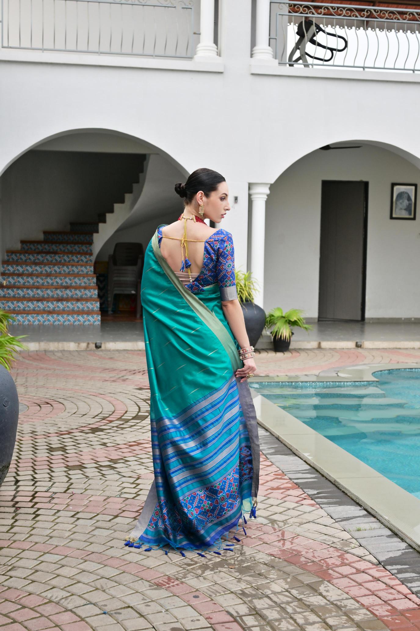 Blue Blue Khadi Raw Silk Saree — alternate view