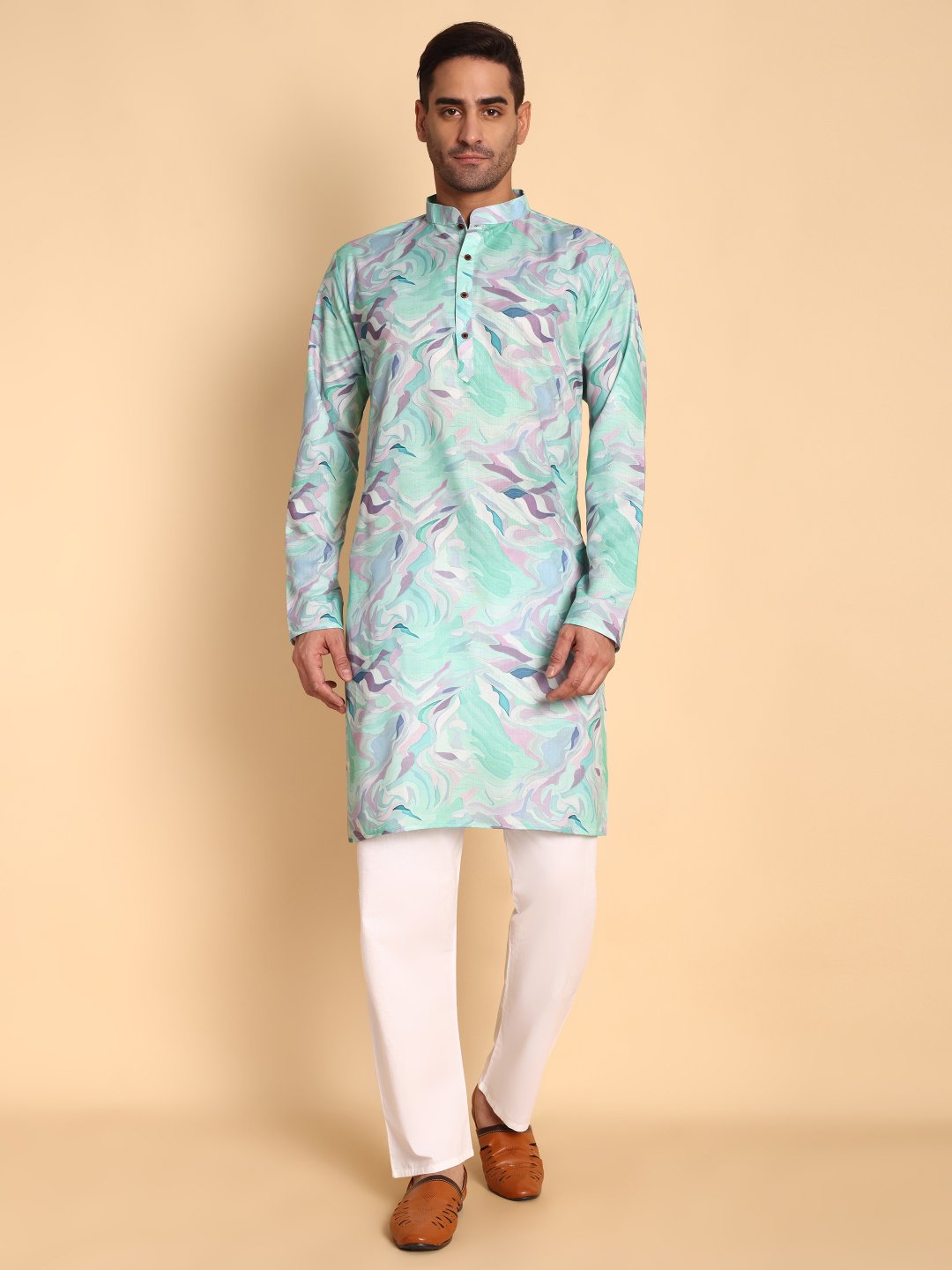 Blue Butti Designer Printed Cotton Kurta Pyjama