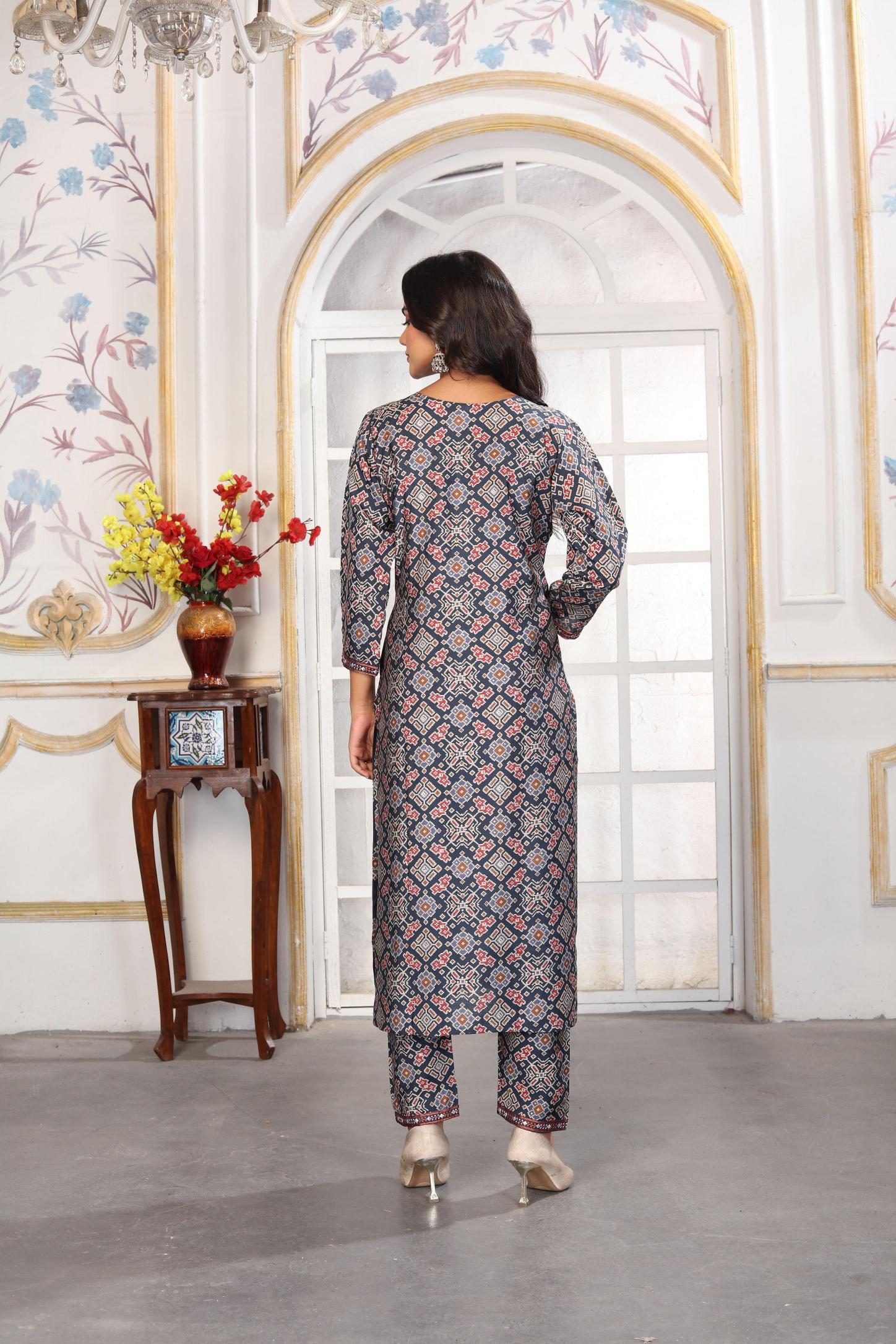 Blue Chanderi Readymade Suits — alternate view