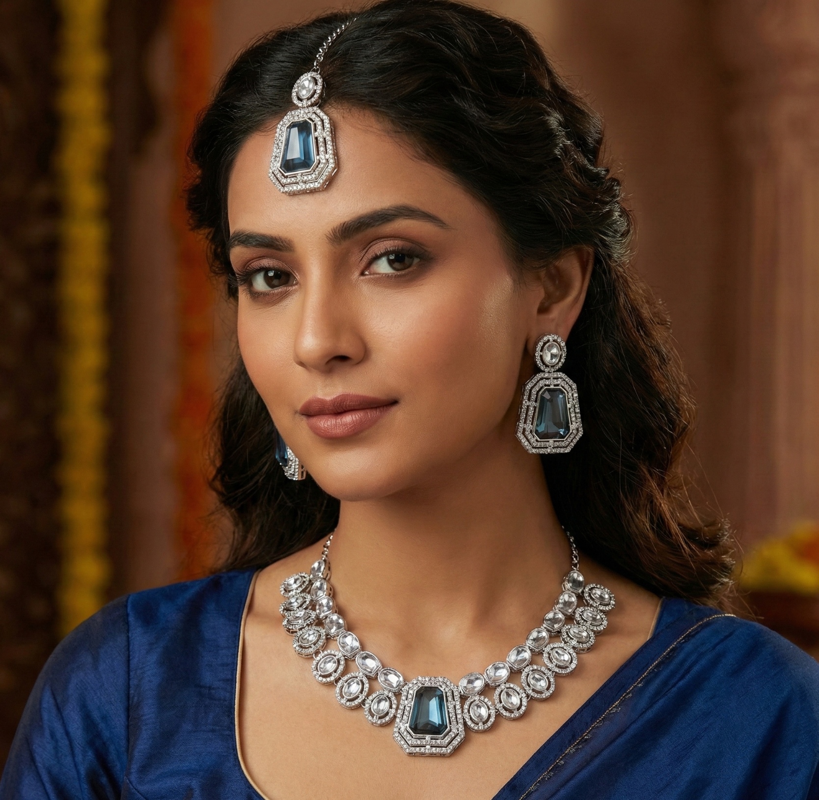 Blue Charm Stone Alloy Occasion Necklace