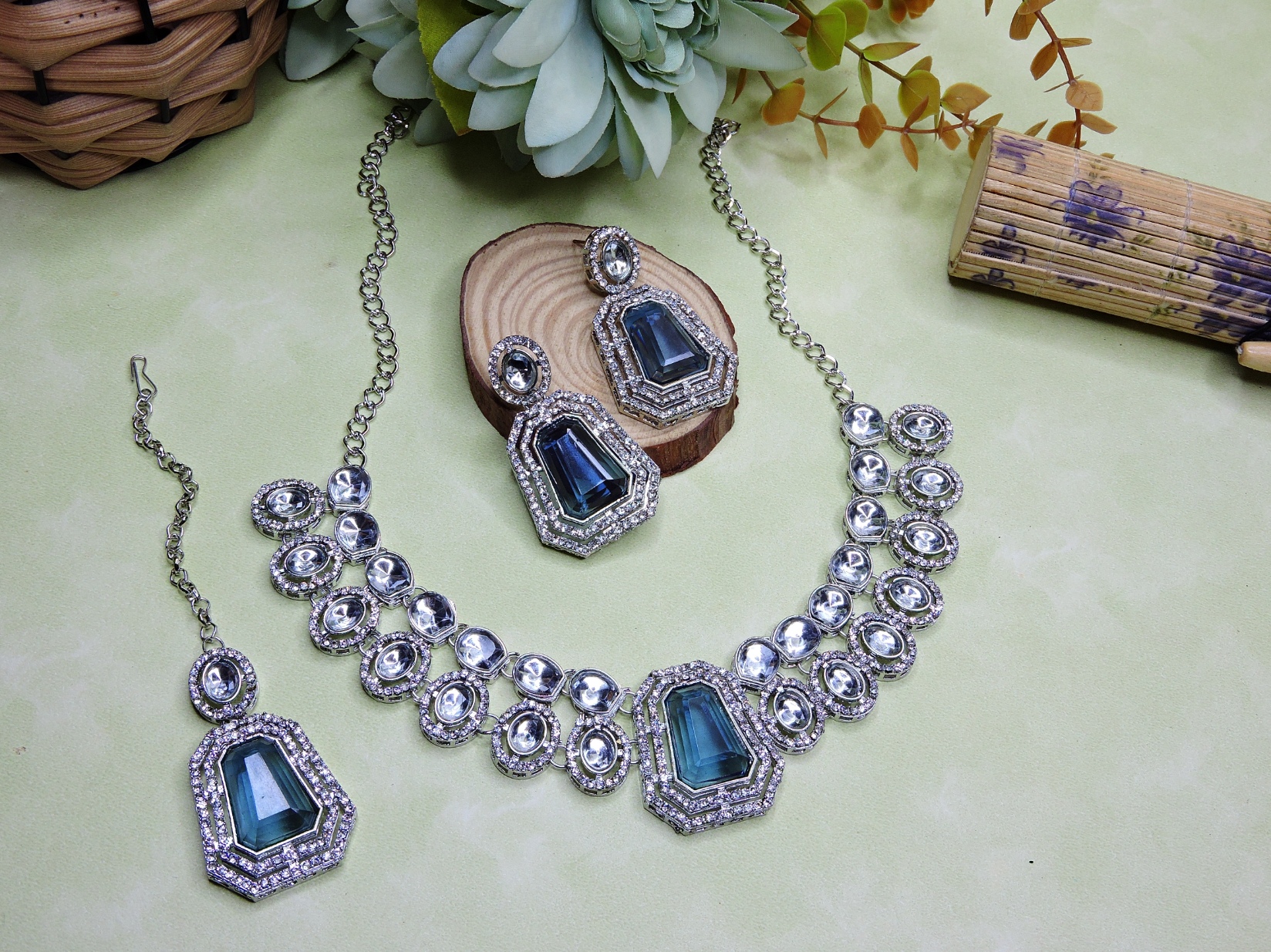 Blue Charm Stone Alloy Occasion Necklace