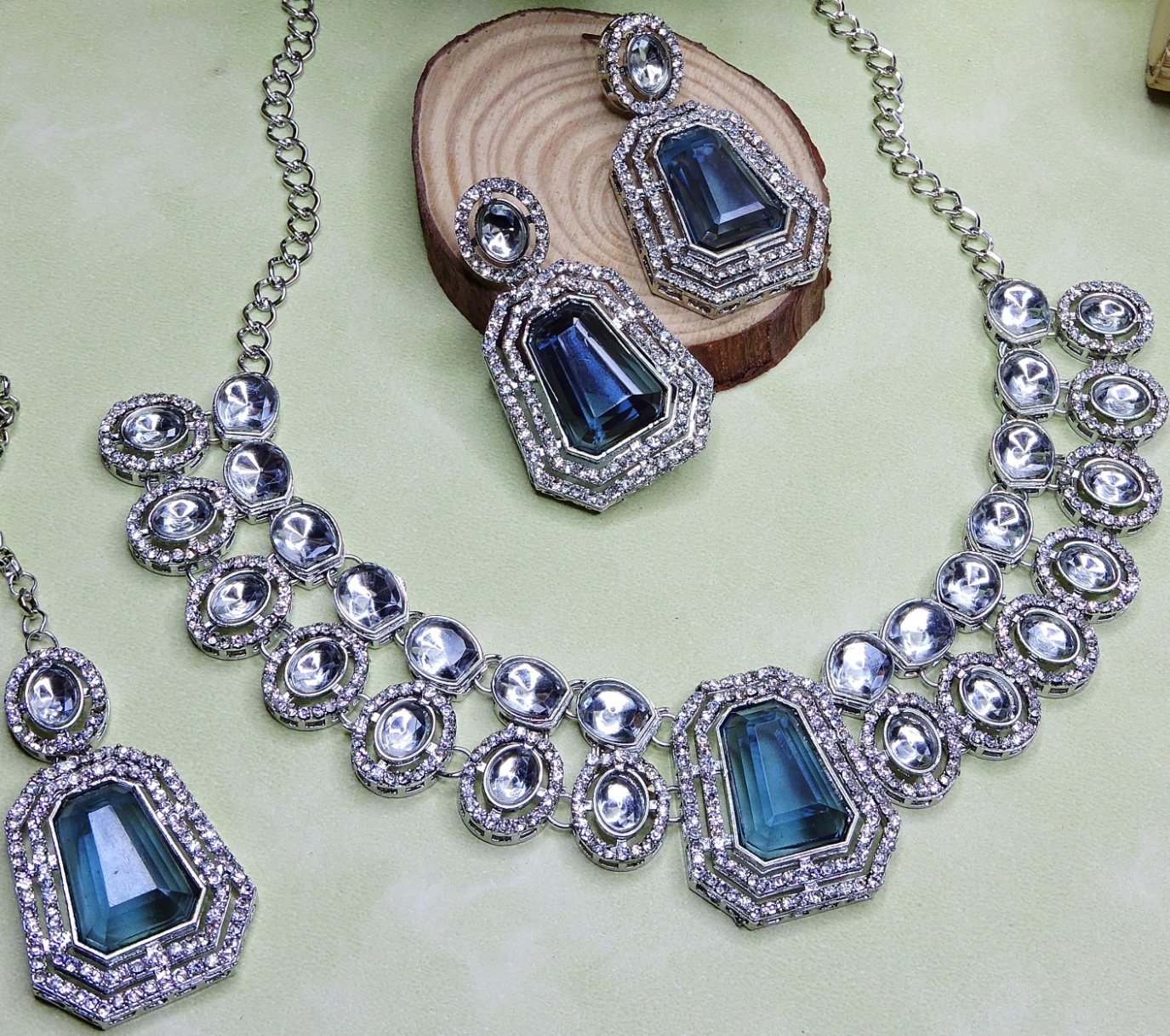 Blue Charm Stone Alloy Occasion Necklace
