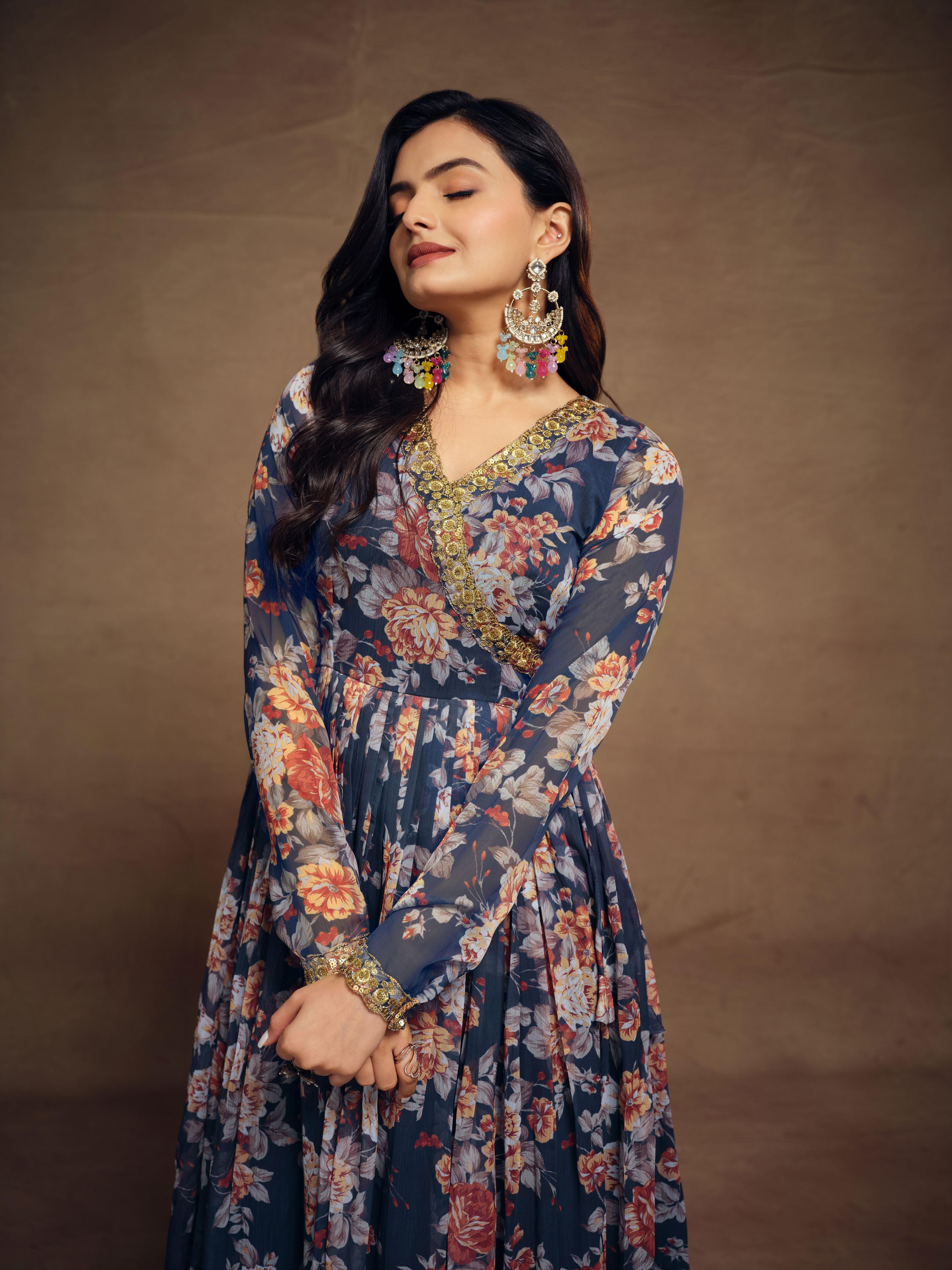 Blue Chiffon Readymade Dress