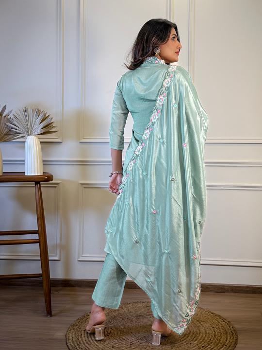 Blue Chinnon Readymade Suits