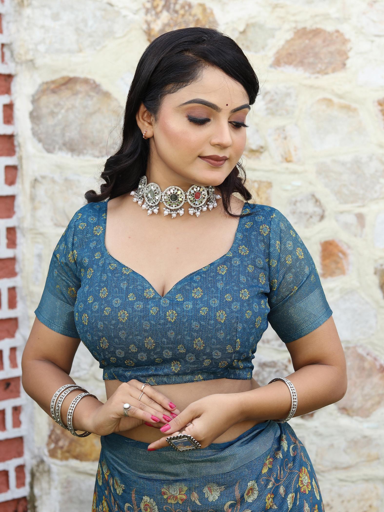 Blue Cotton Shimmer Saree