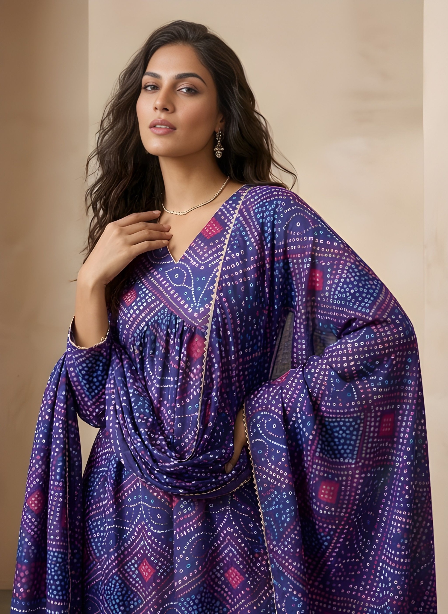 Blue Designer Printed Delta Silk Salwar Suit
