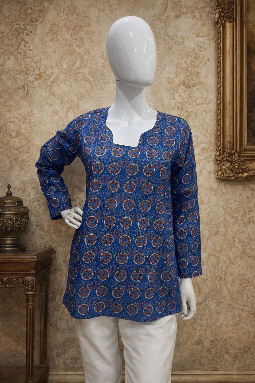 Blue Digital Printed Maslin Kurti