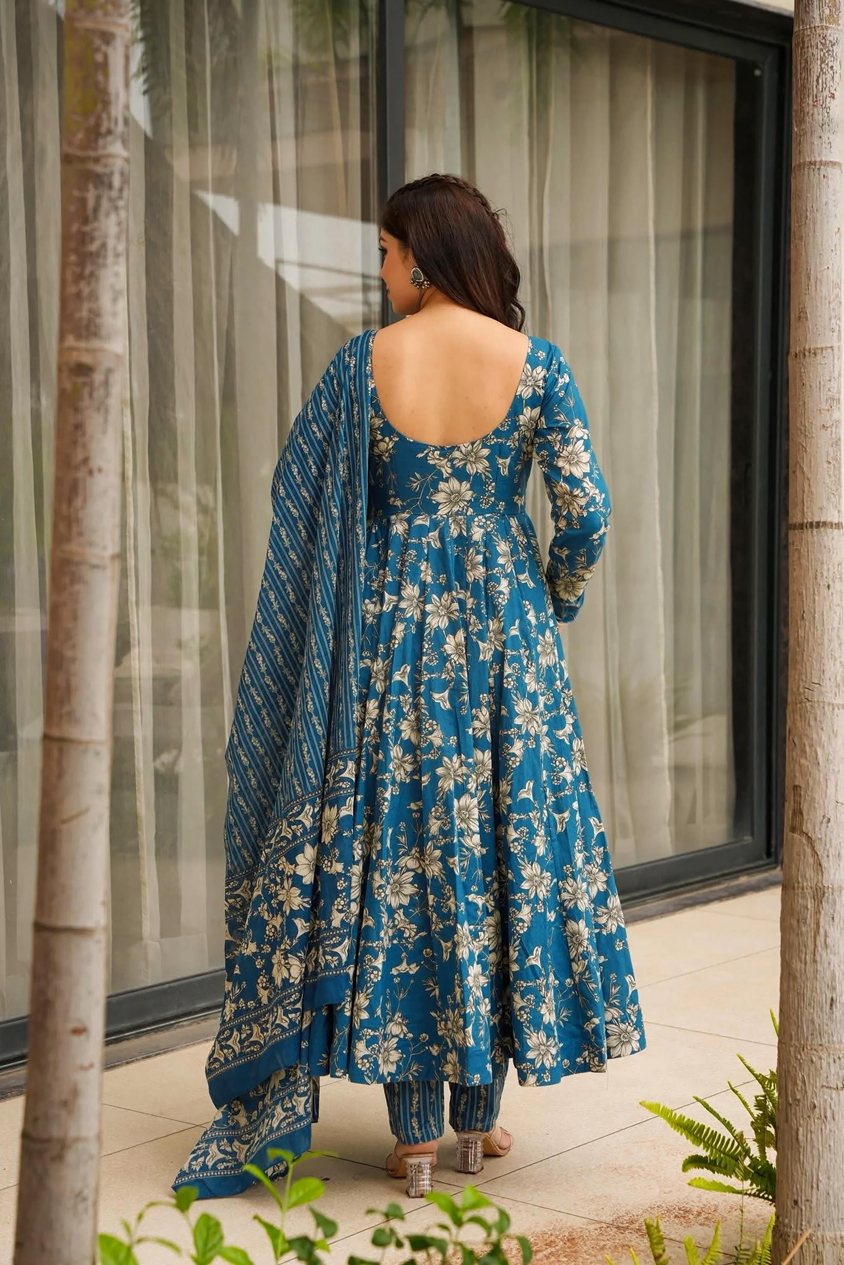 Blue Digital Printed Muslin Palazzo Suit — alternate view