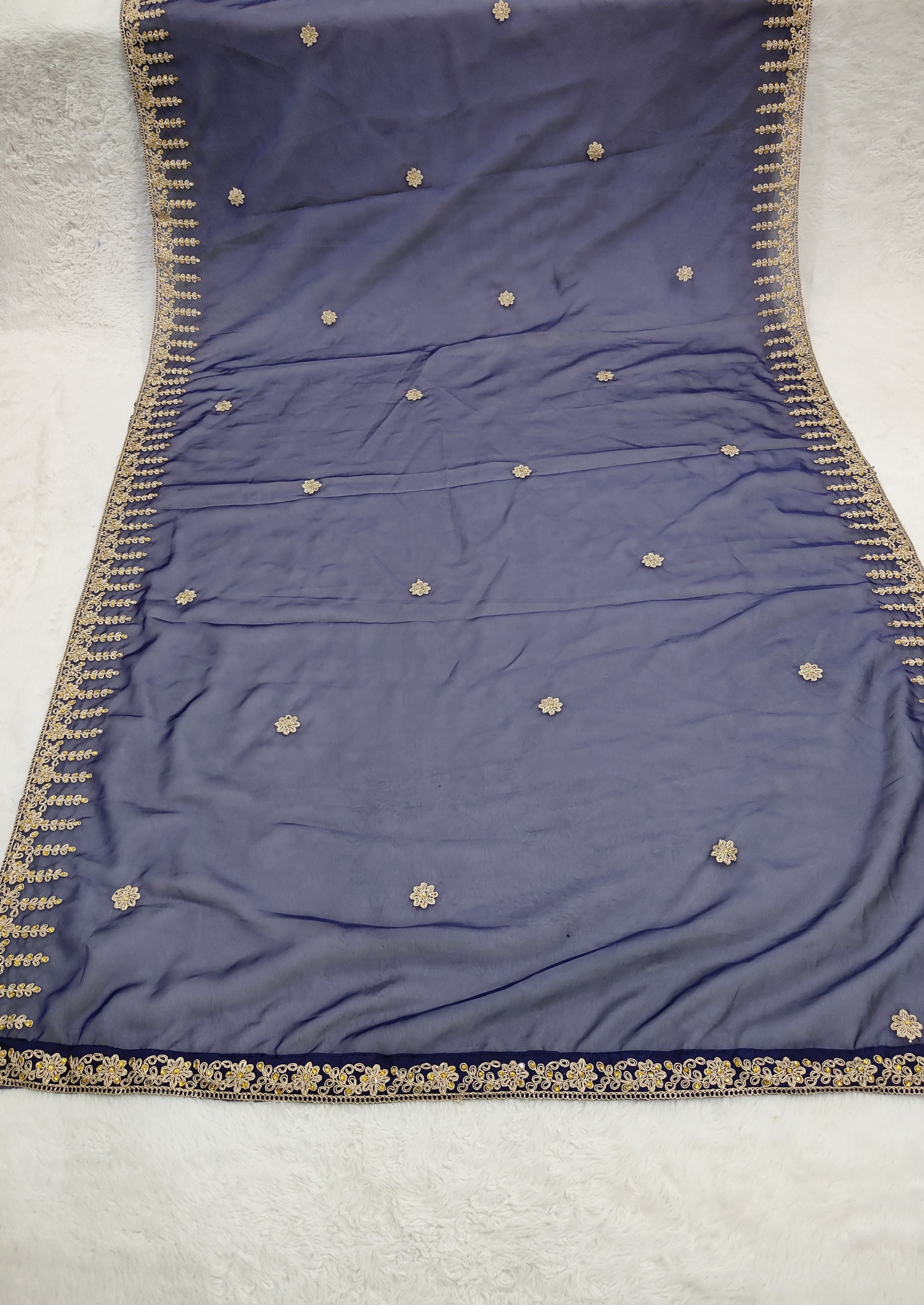 Blue Dori Embroidered Organza Dupatta — alternate view