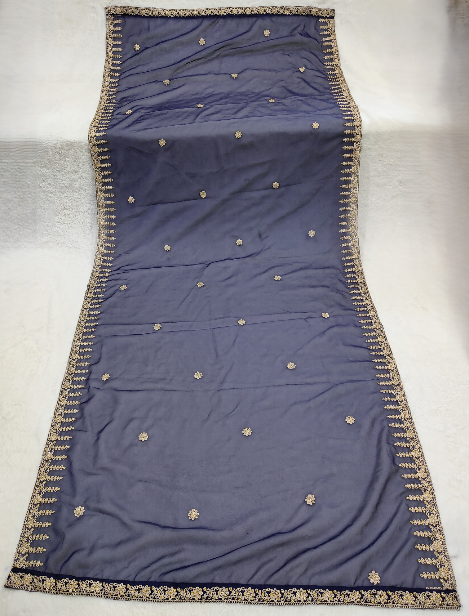 Blue Dori Embroidered Organza Dupatta