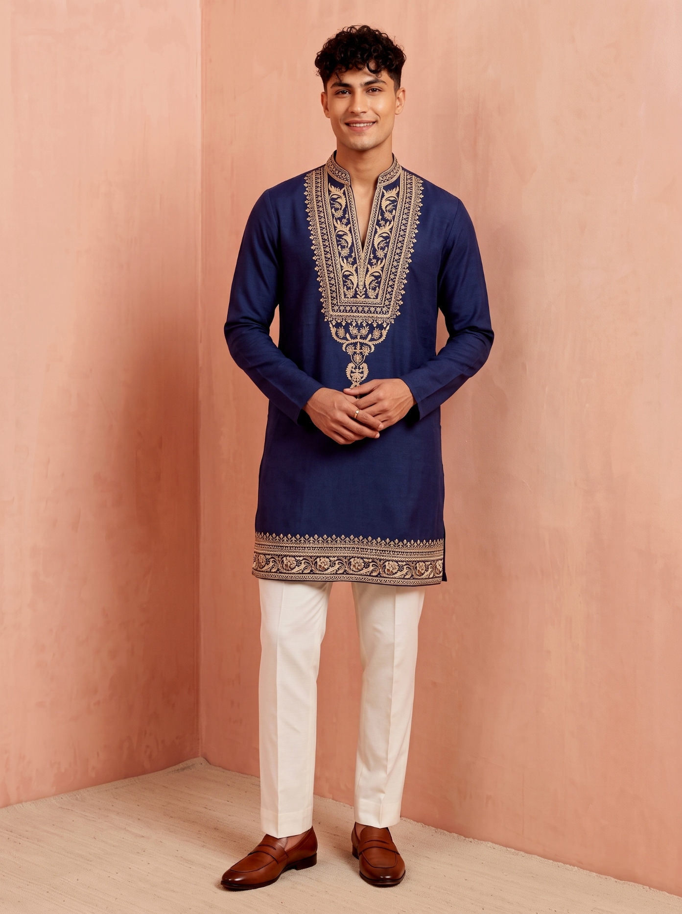 Blue Embroidered Armani Kurta Pyjama