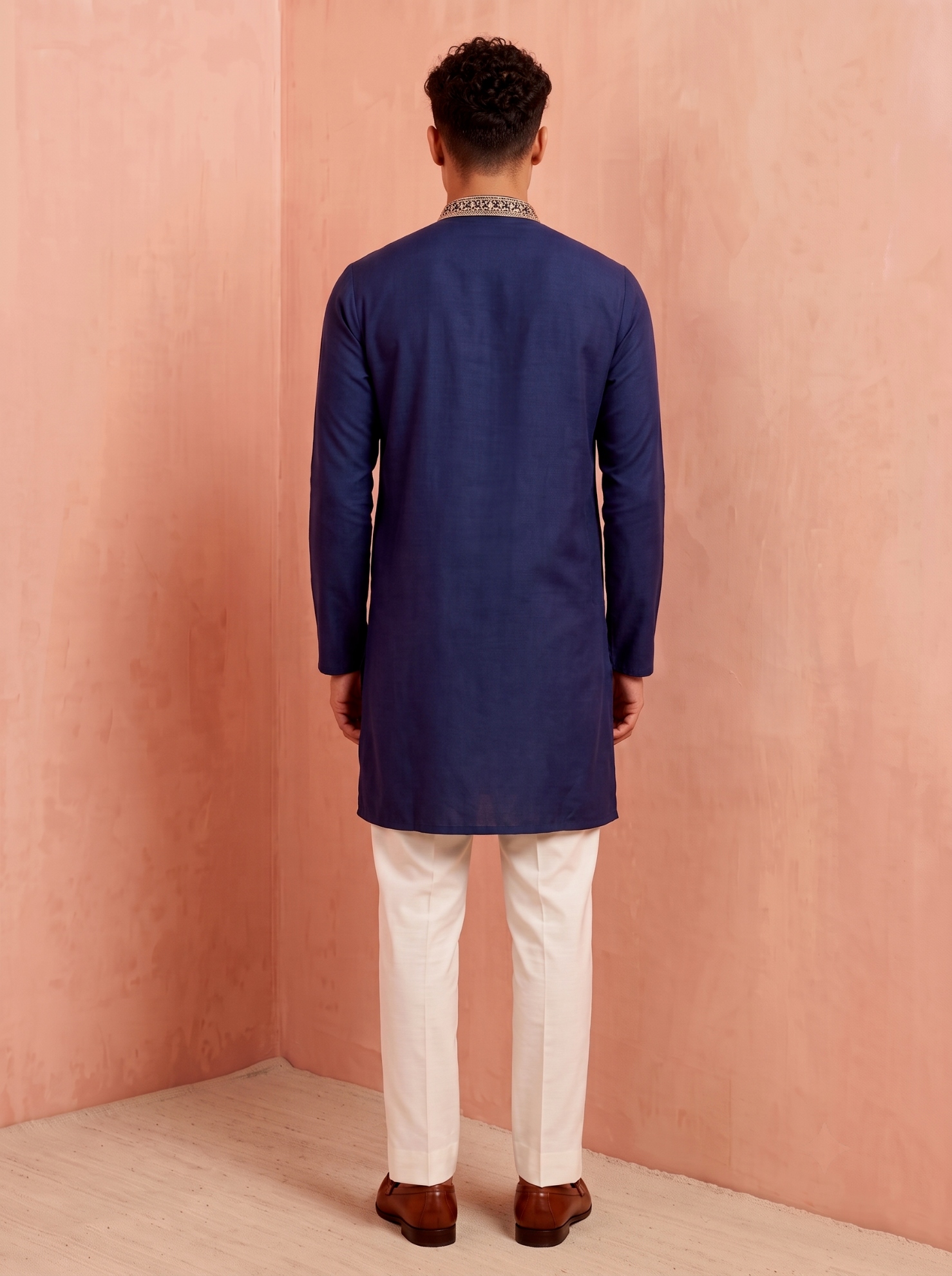 Blue Embroidered Armani Kurta Pyjama — alternate view