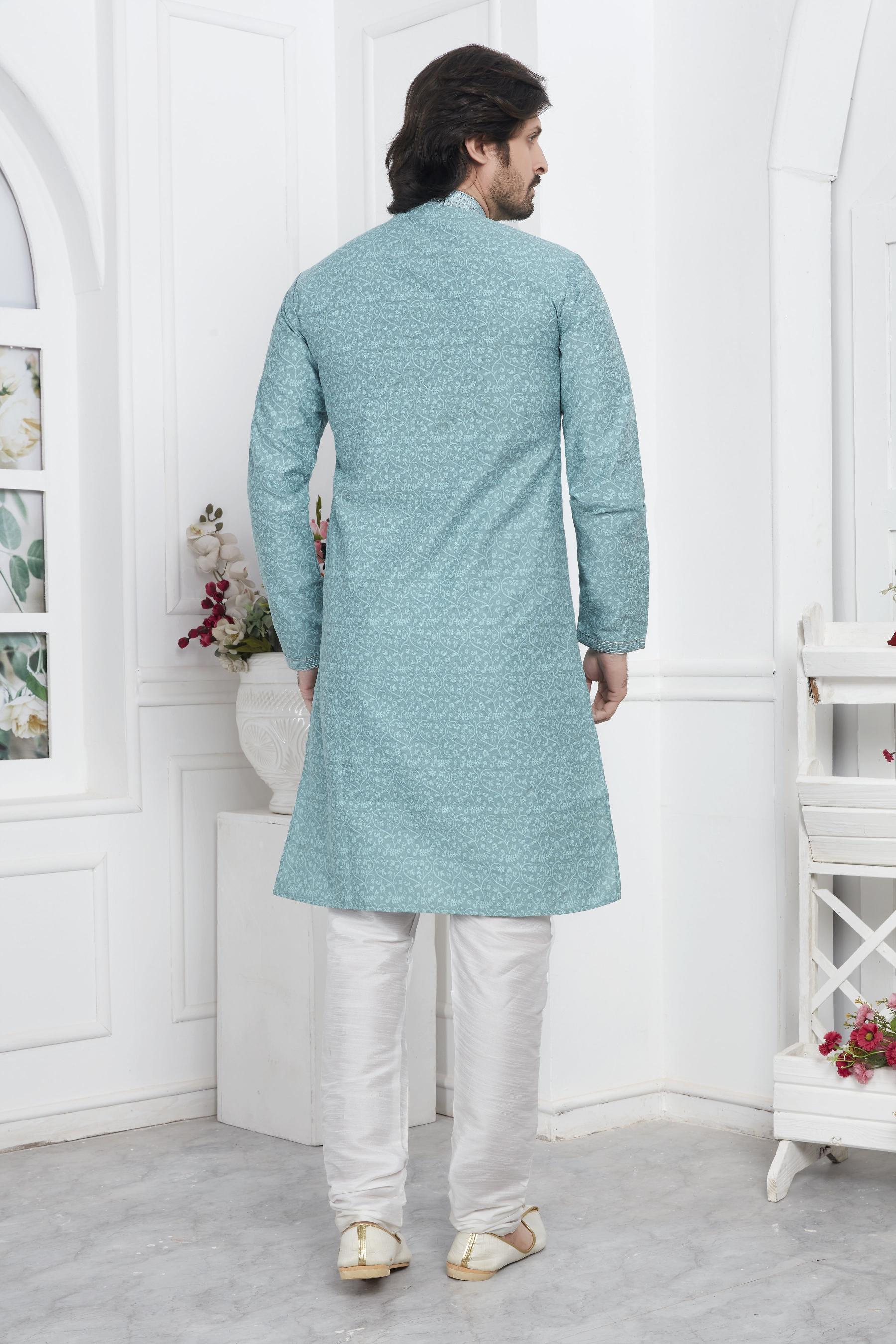 Blue Embroidered Kurta Pyjama — alternate view