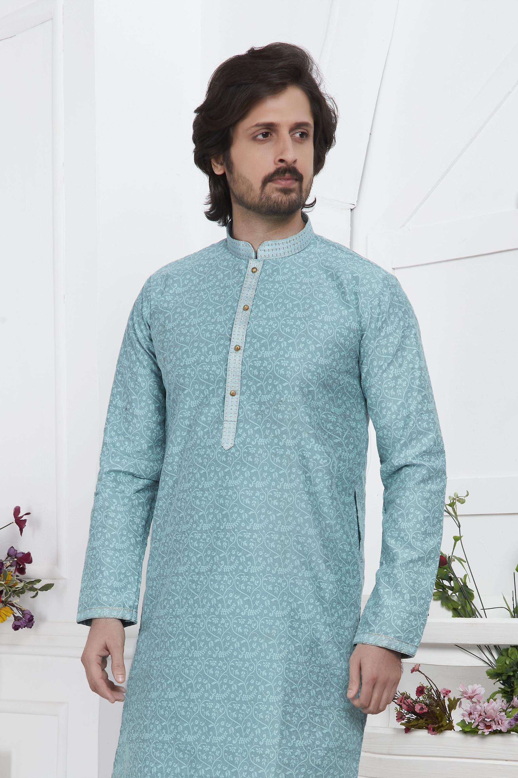 Blue Embroidered Kurta Pyjama