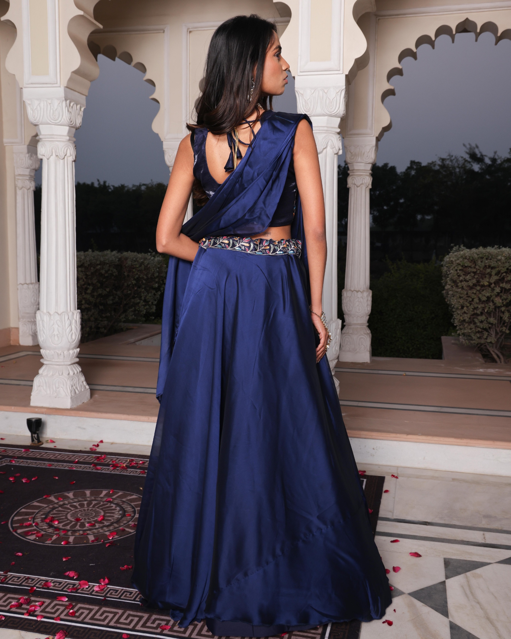 Blue Embroidered Rangoli Silk Lehenga Choli — alternate view