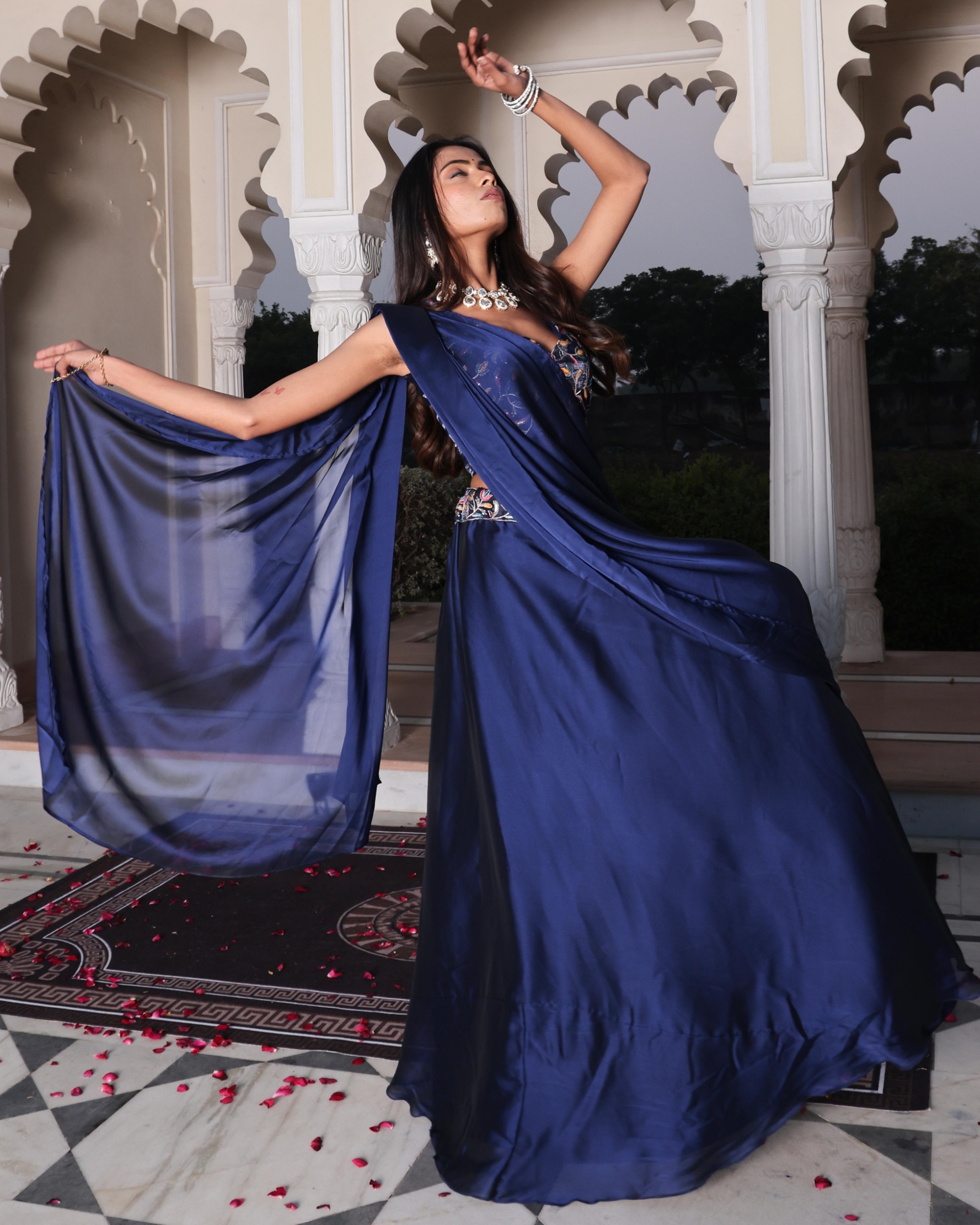 Blue Embroidered Rangoli Silk Lehenga Choli