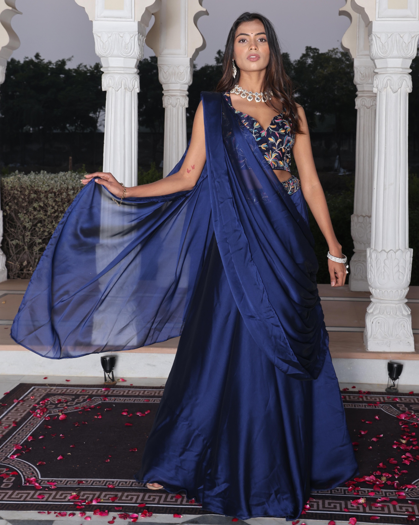 Blue Embroidered Rangoli Silk Lehenga Choli