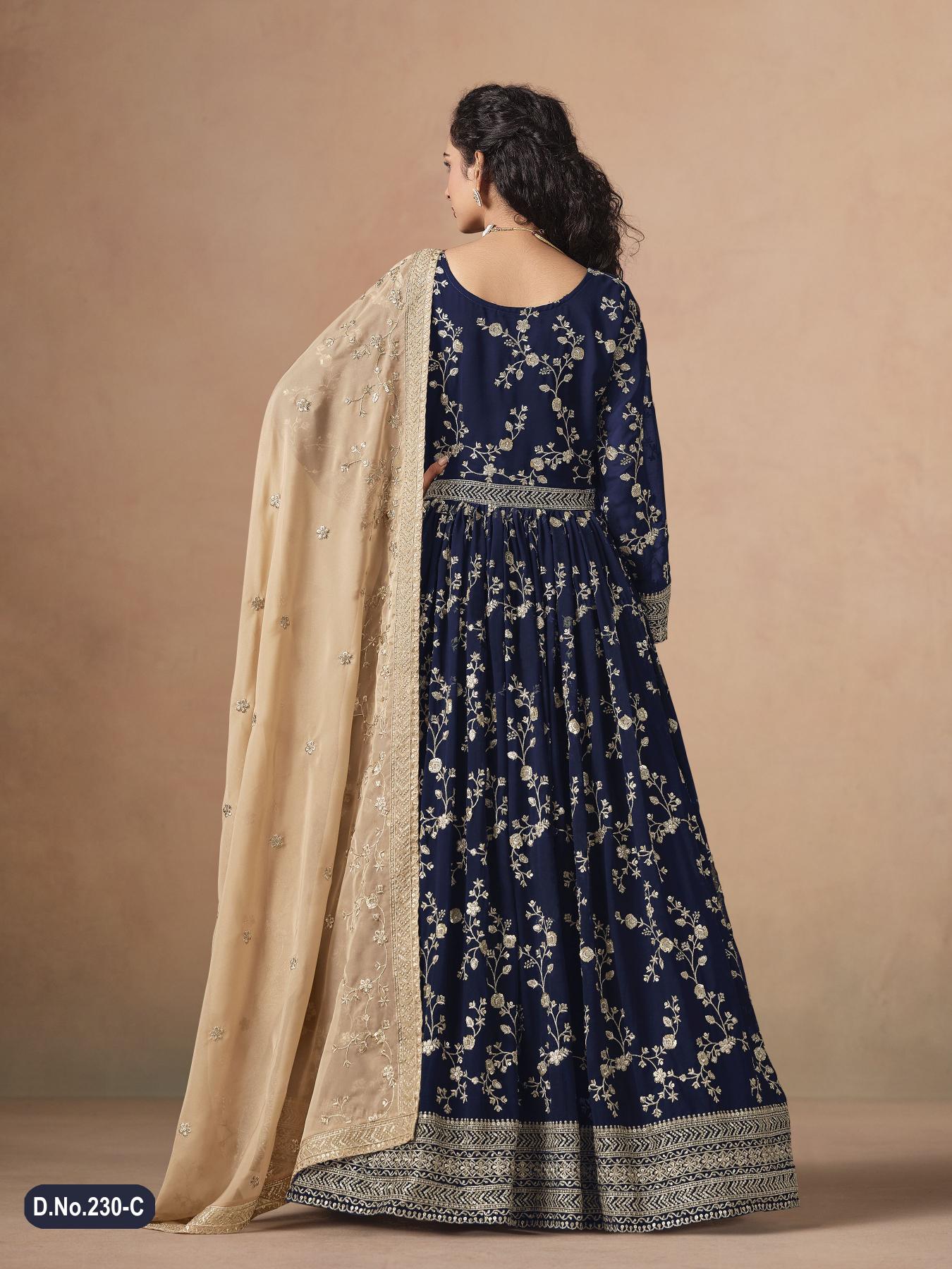 Blue Faux Georgette Anarkali Suits — alternate view