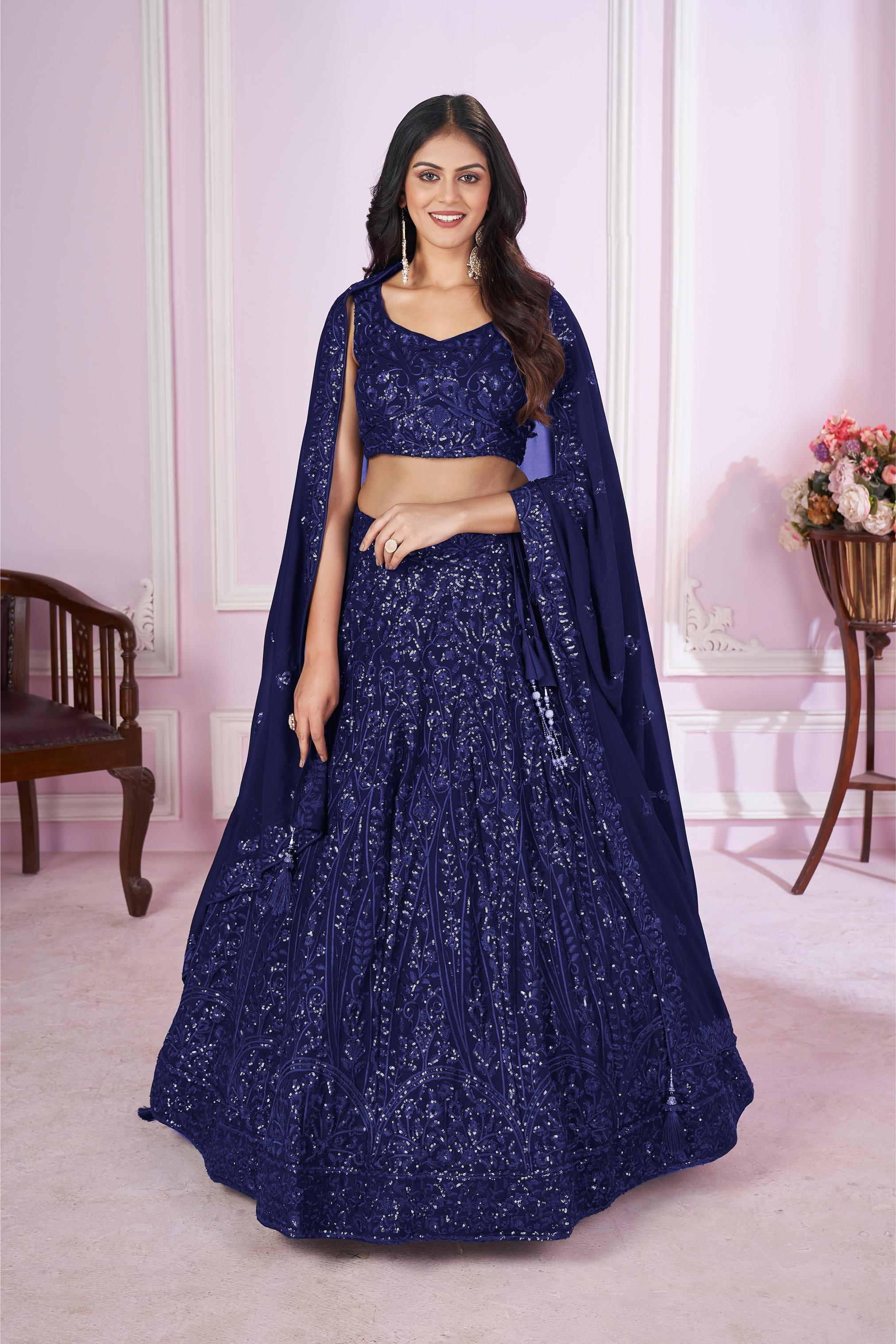 Blue Georgette Lehenga Choli