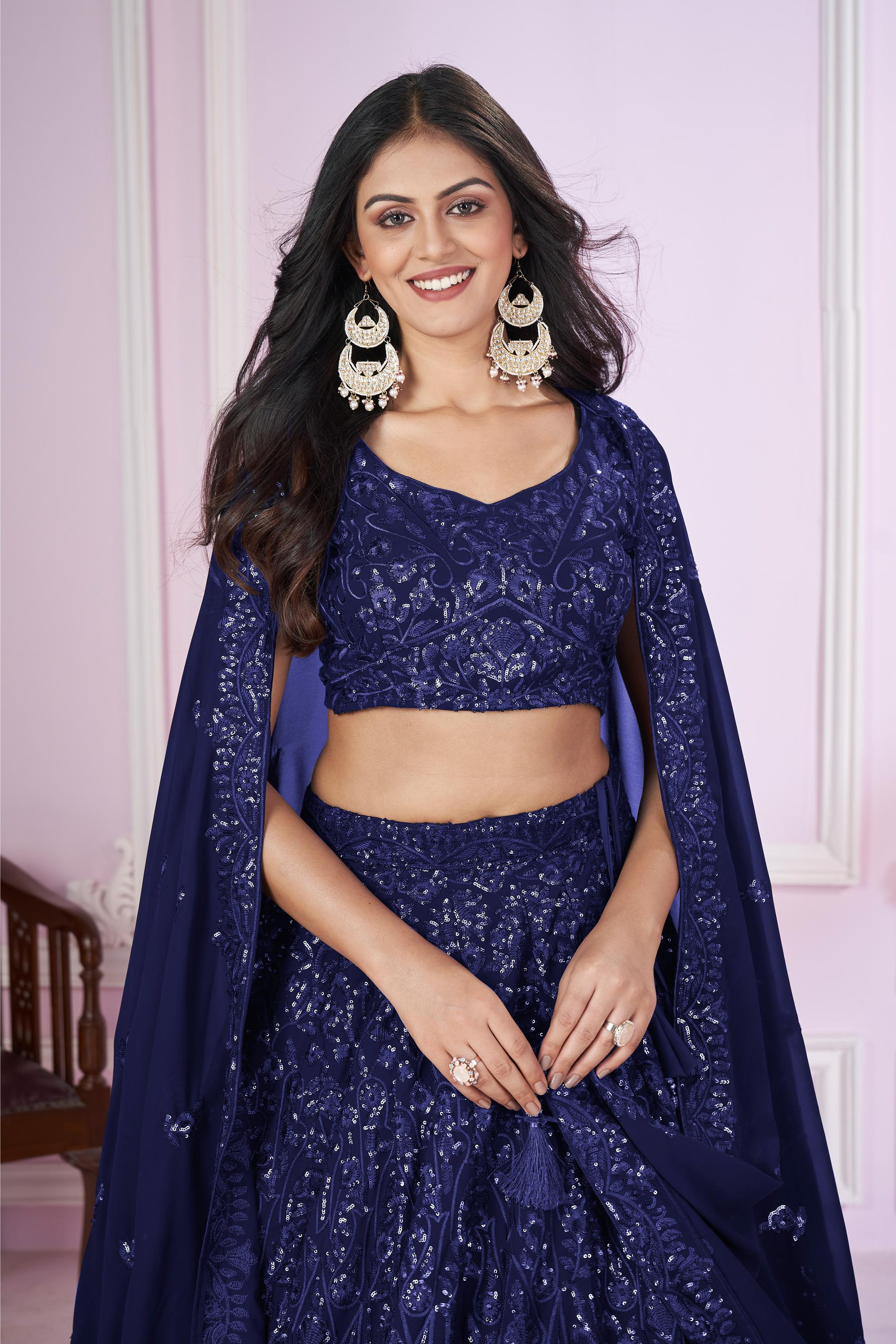 Blue Georgette Lehenga Choli