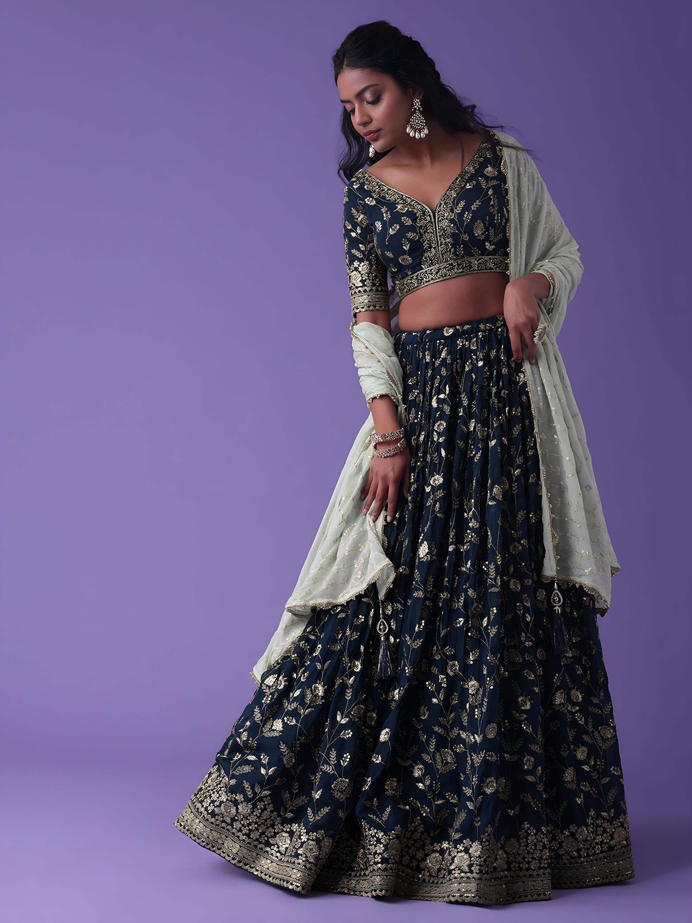 Blue Georgette Lehenga Choli