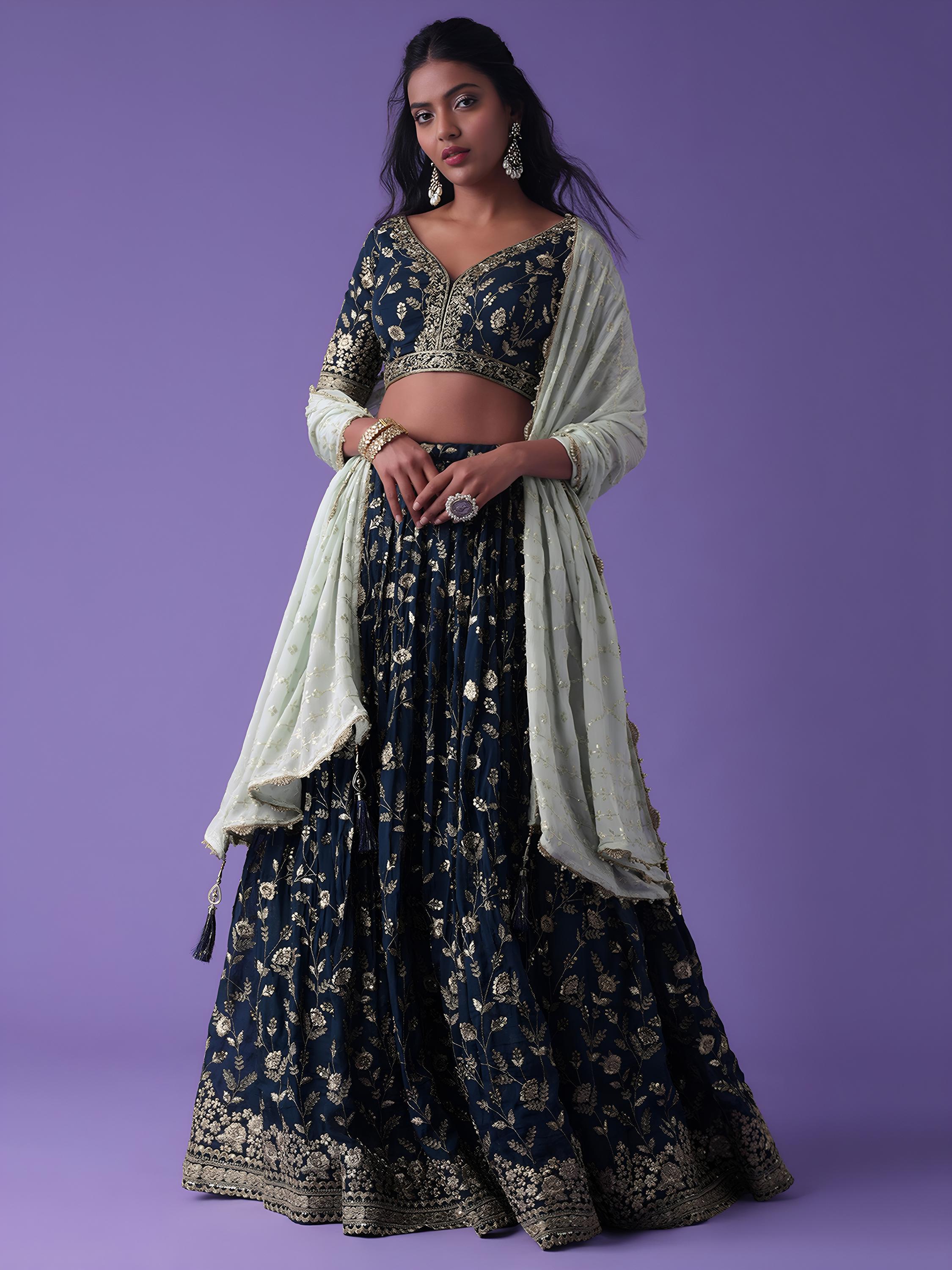 Blue Georgette Lehenga Choli