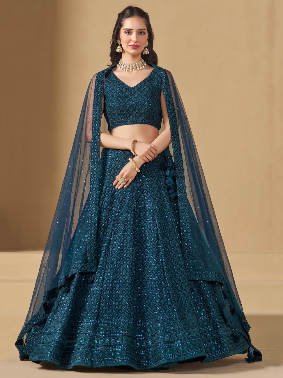 Blue Georgette Lehenga Choli