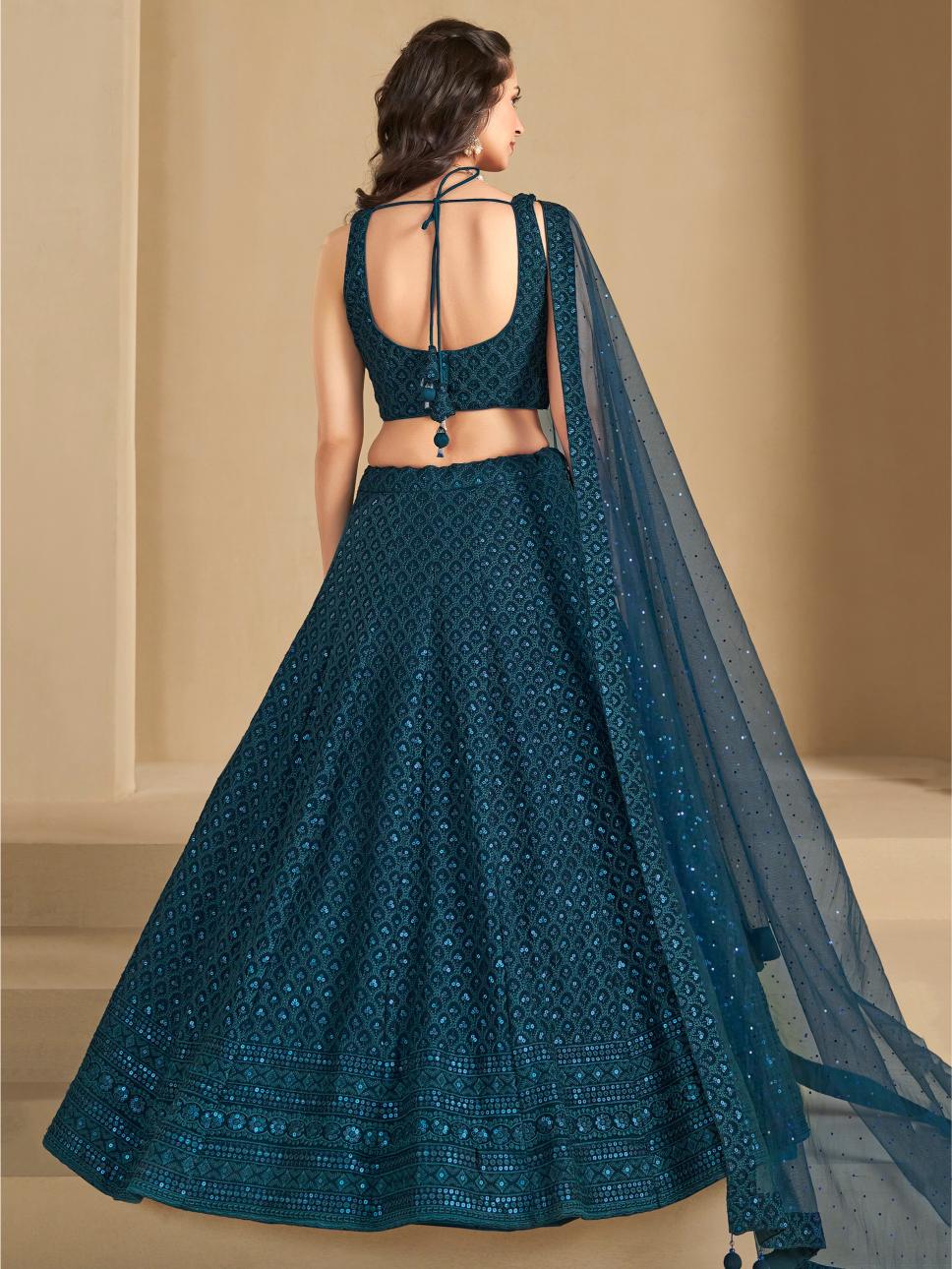 Blue Georgette Lehenga Choli — alternate view
