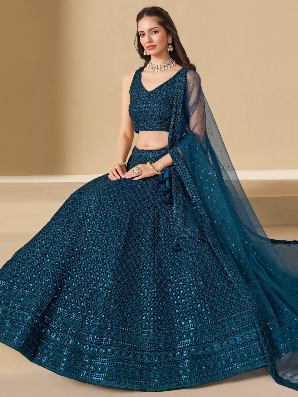 Blue Georgette Lehenga Choli