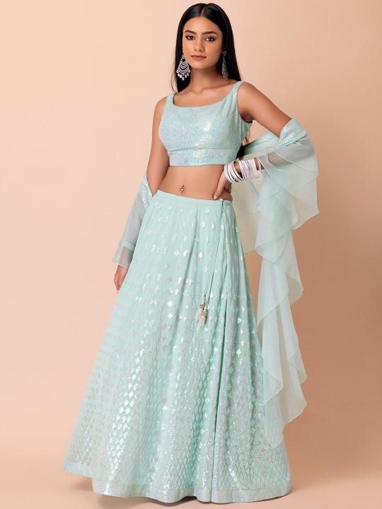 Blue Georgette Party Wear Lehenga