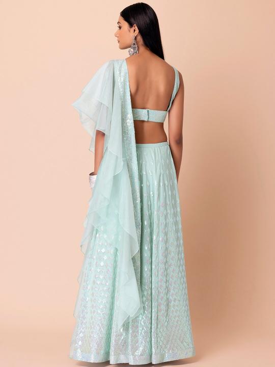 Blue Georgette Party Wear Lehenga — alternate view