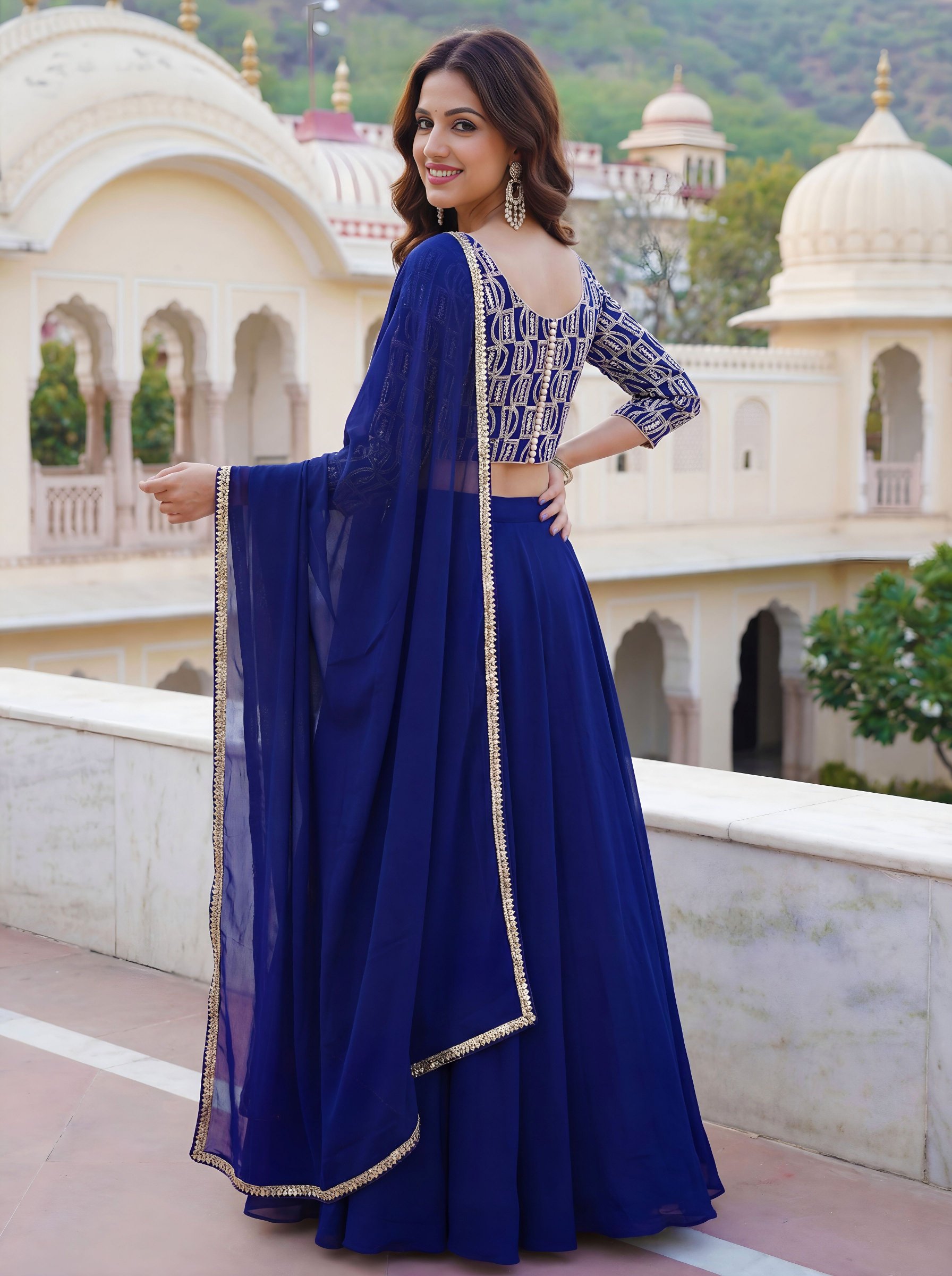 Blue Georgette Partywear Lehenga — alternate view