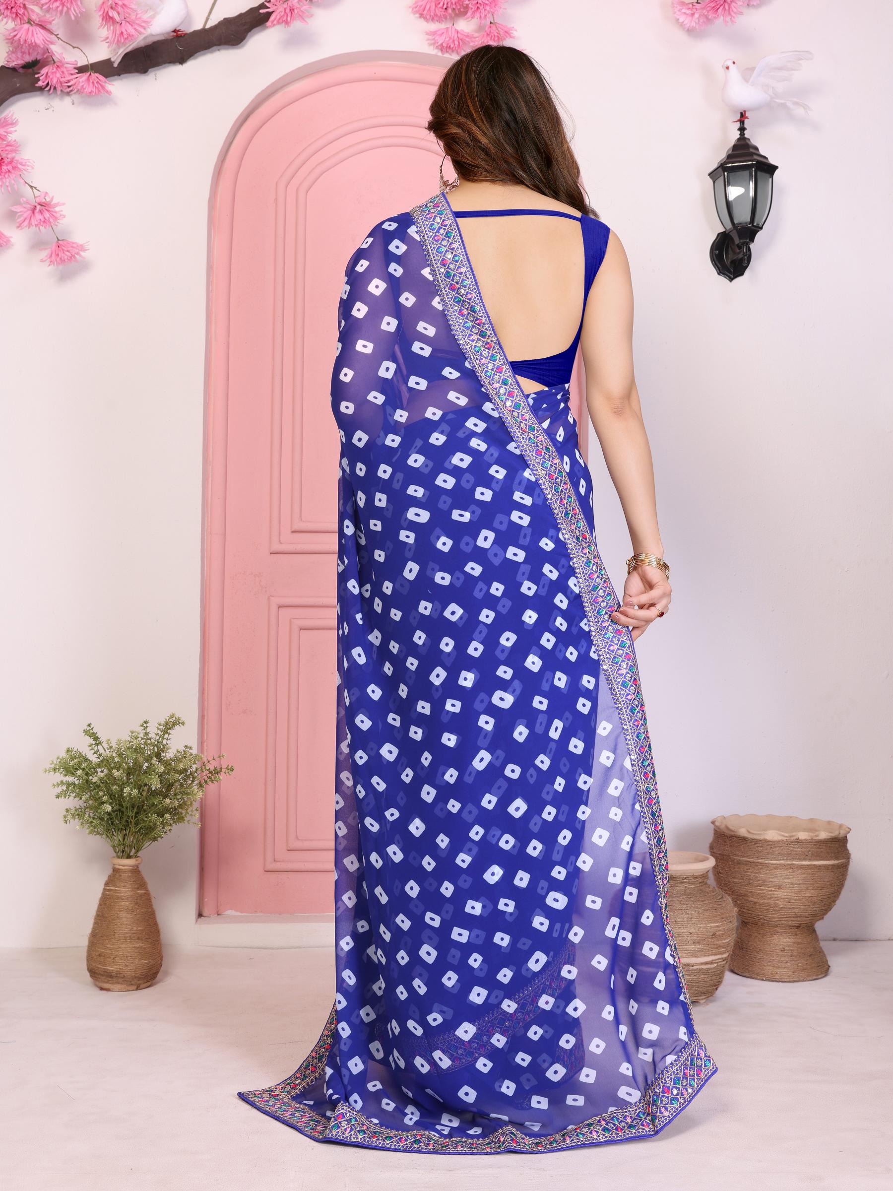 Blue Georgette Saree — alternate view