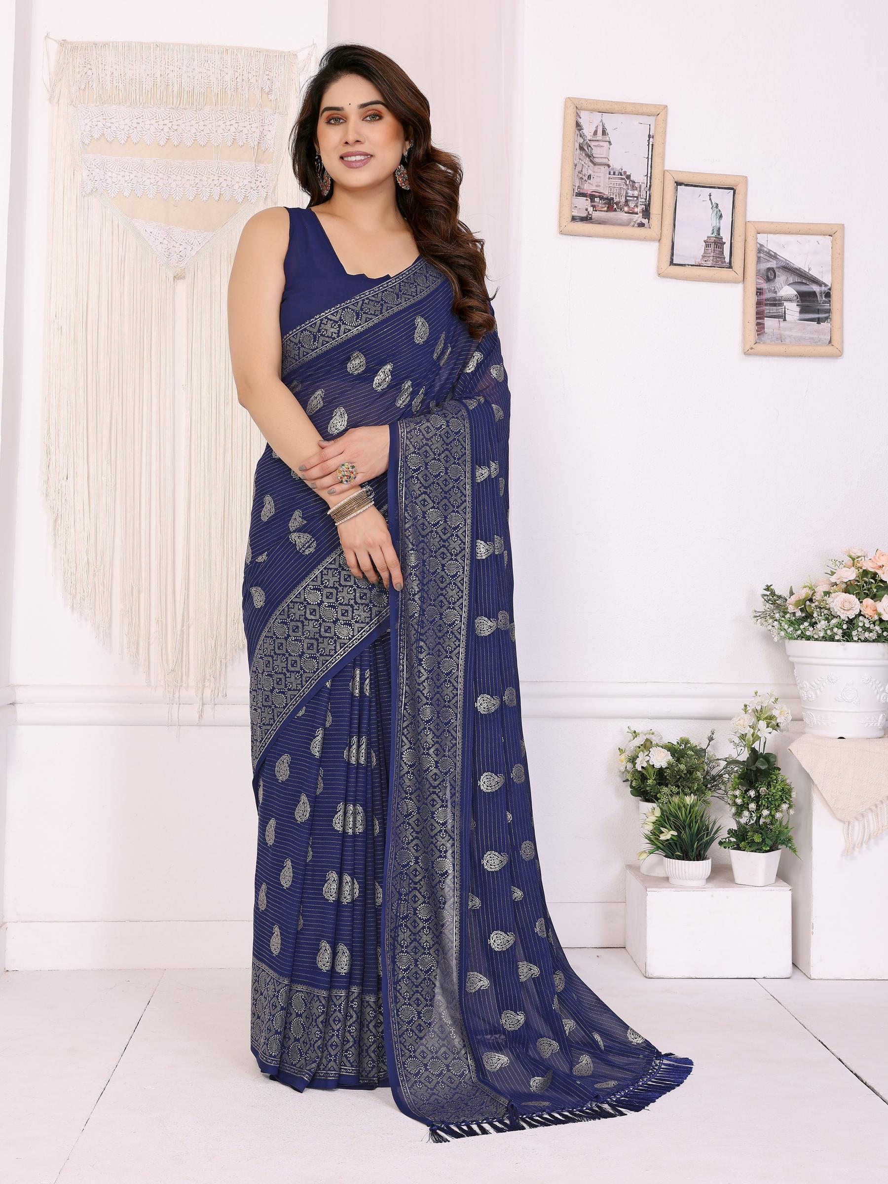 Blue Georgette Saree