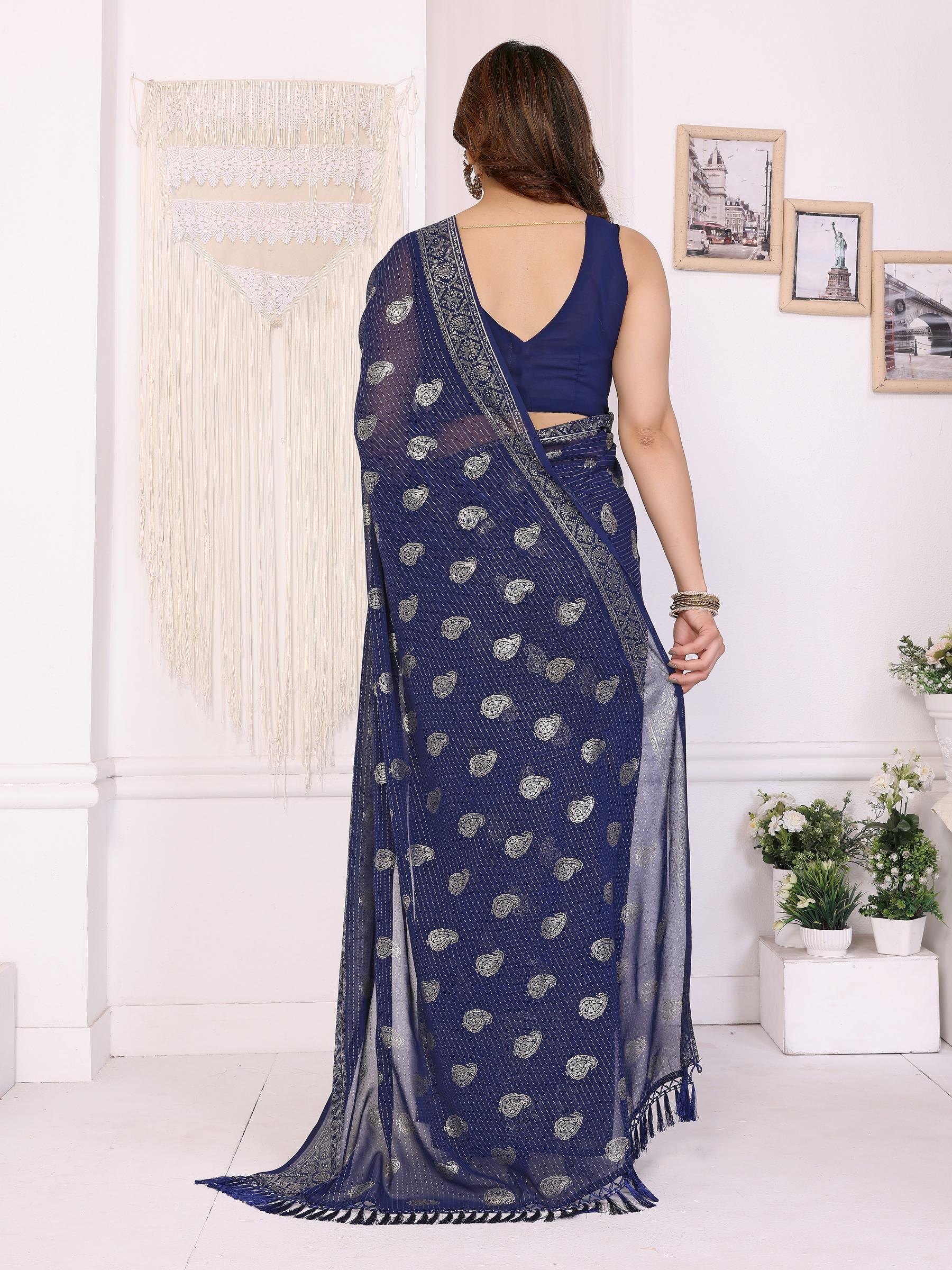 Blue Georgette Saree — alternate view