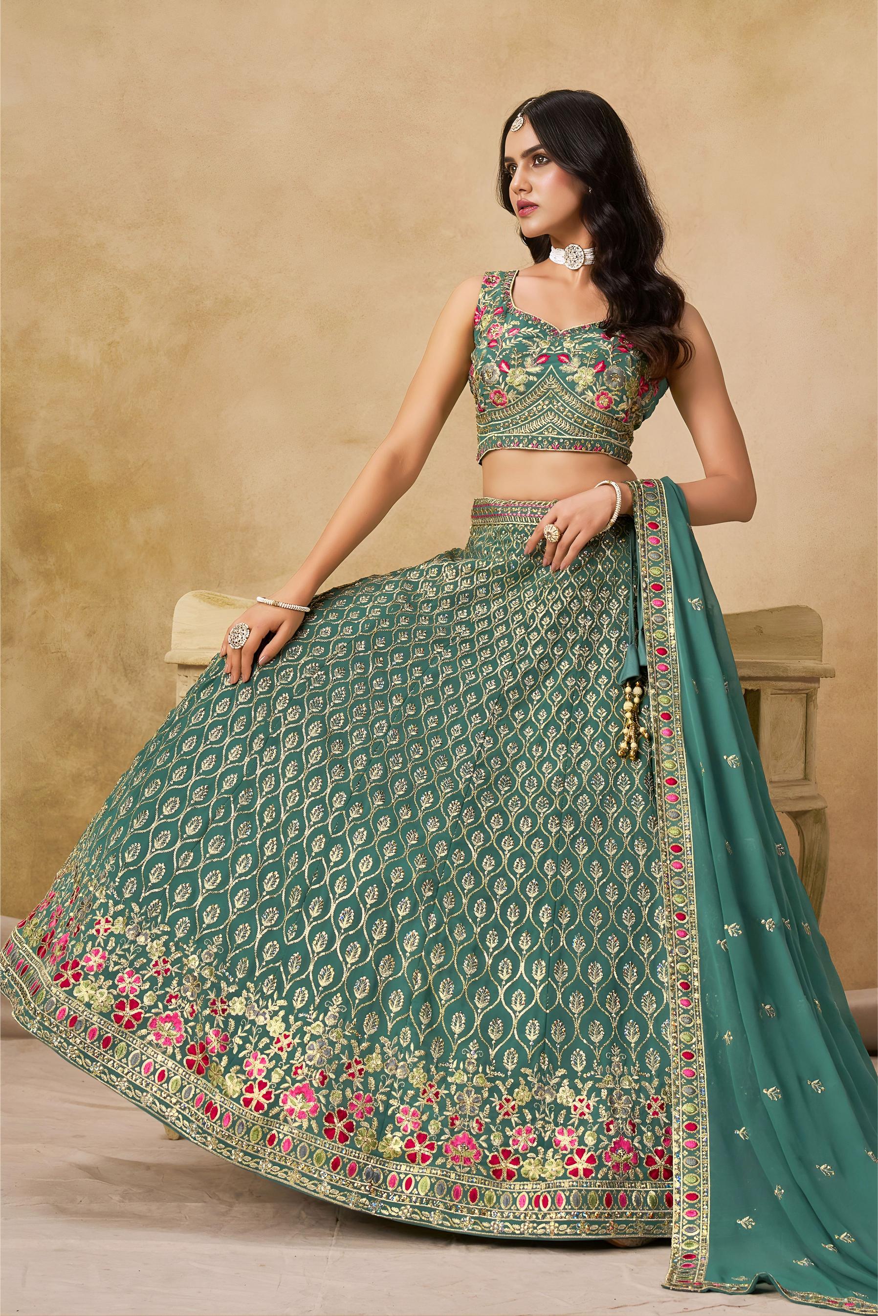Blue Georgette Sequins Embroidered Lehenga Choli — alternate view