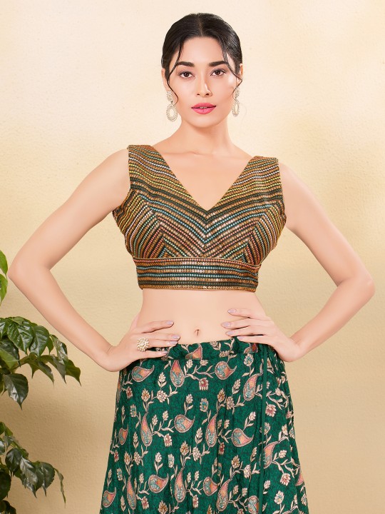 Blue Jain Silk Designer Blouse