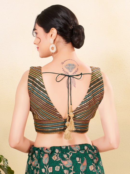 Blue Jain Silk Designer Blouse — alternate view