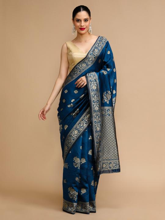 Blue Lichi Silk Saree