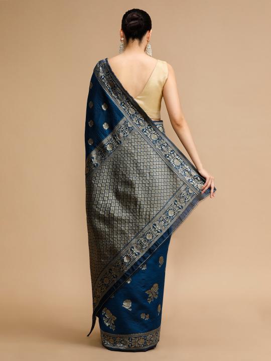 Blue Lichi Silk Saree — alternate view